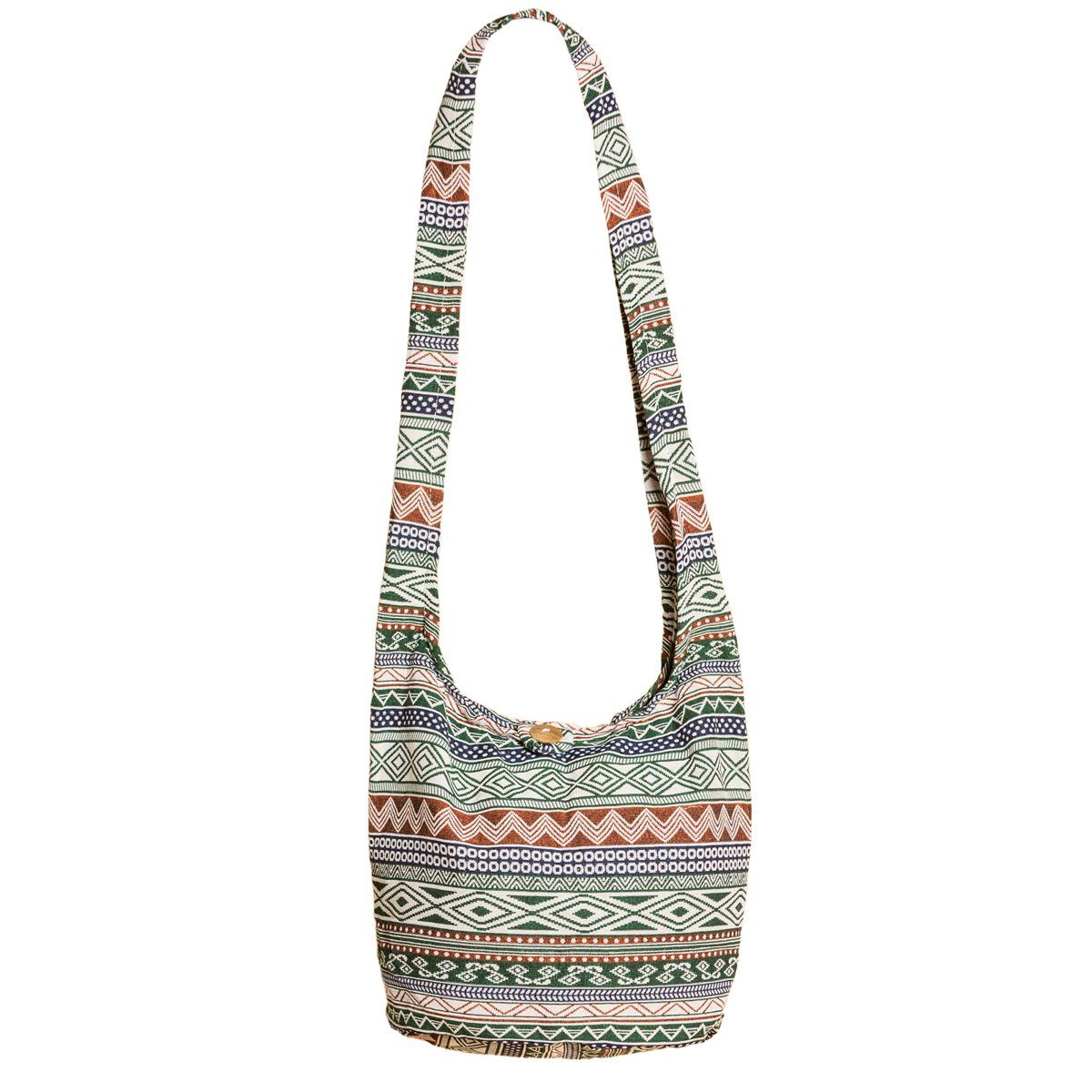PANASIAM Strandtasche Schulterbeutel in gewebten Designs aus 100 % Baumwolle Umhängetasche, In 2 Größen Beuteltasche auch als Wickeltasche und Handtasche geeignet Grünton