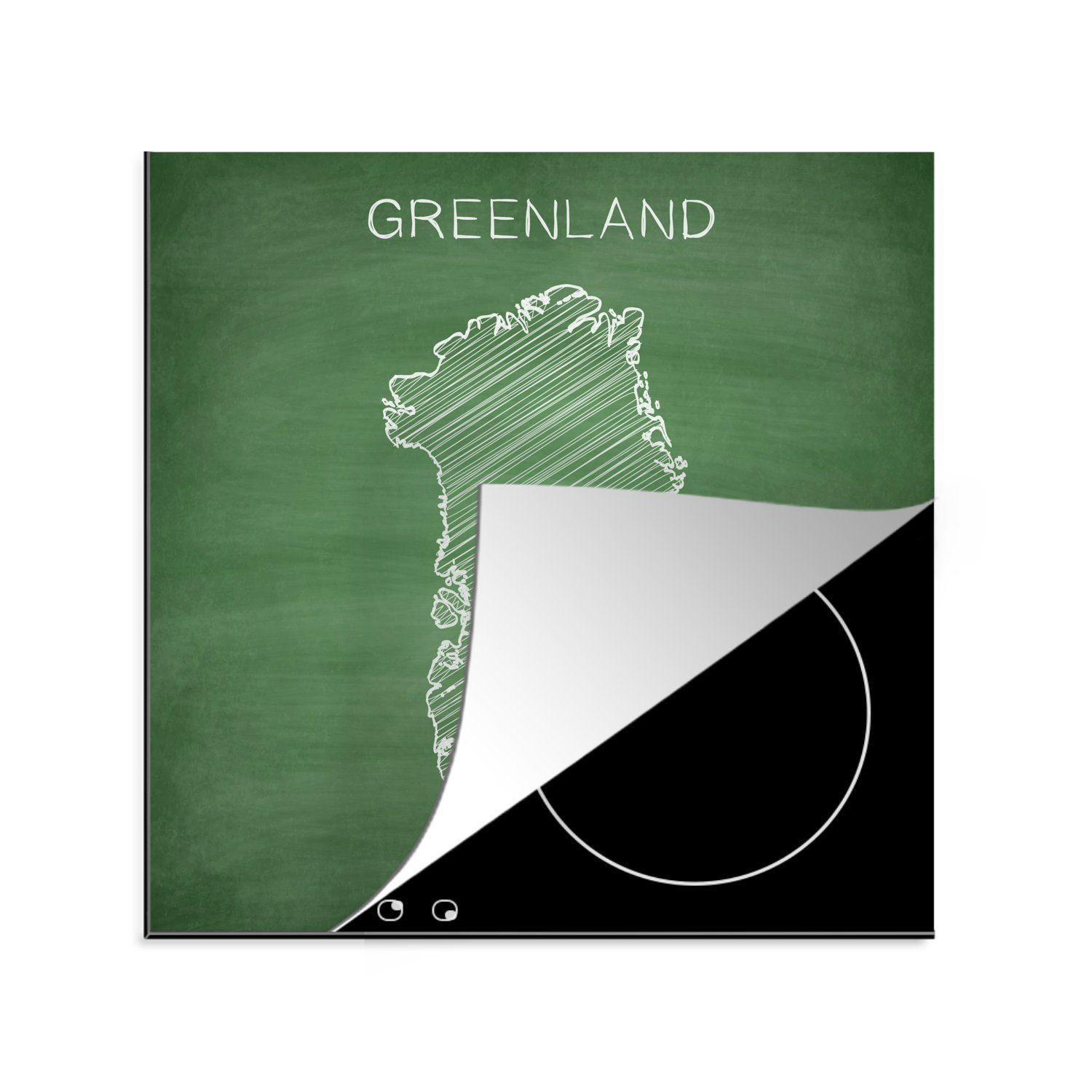 Eine cm, (1 Grönland tlg), küche Arbeitsplatte für Kreidetafel, auf Vinyl, von 78x78 Ceranfeldabdeckung, Herdblende-/Abdeckplatte MuchoWow Illustration einer