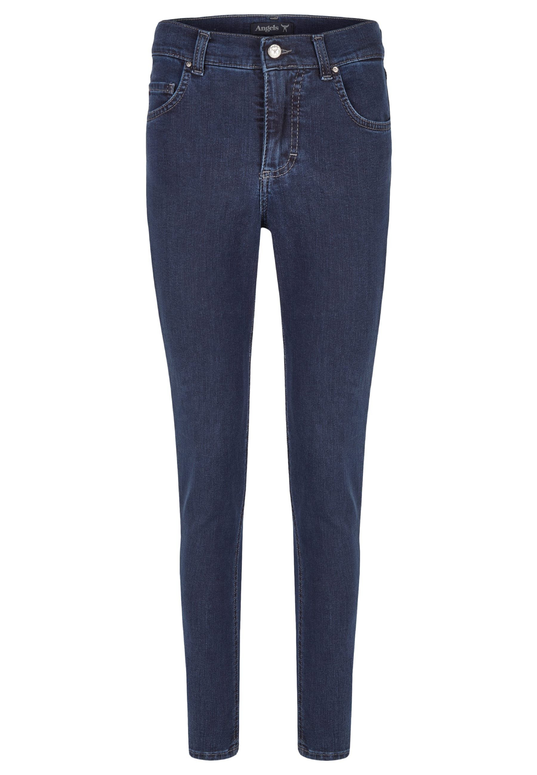 ANGELS Slim-fit-Jeans blau Skinny Denim sportivem Label-Applikationen mit mit Jeans