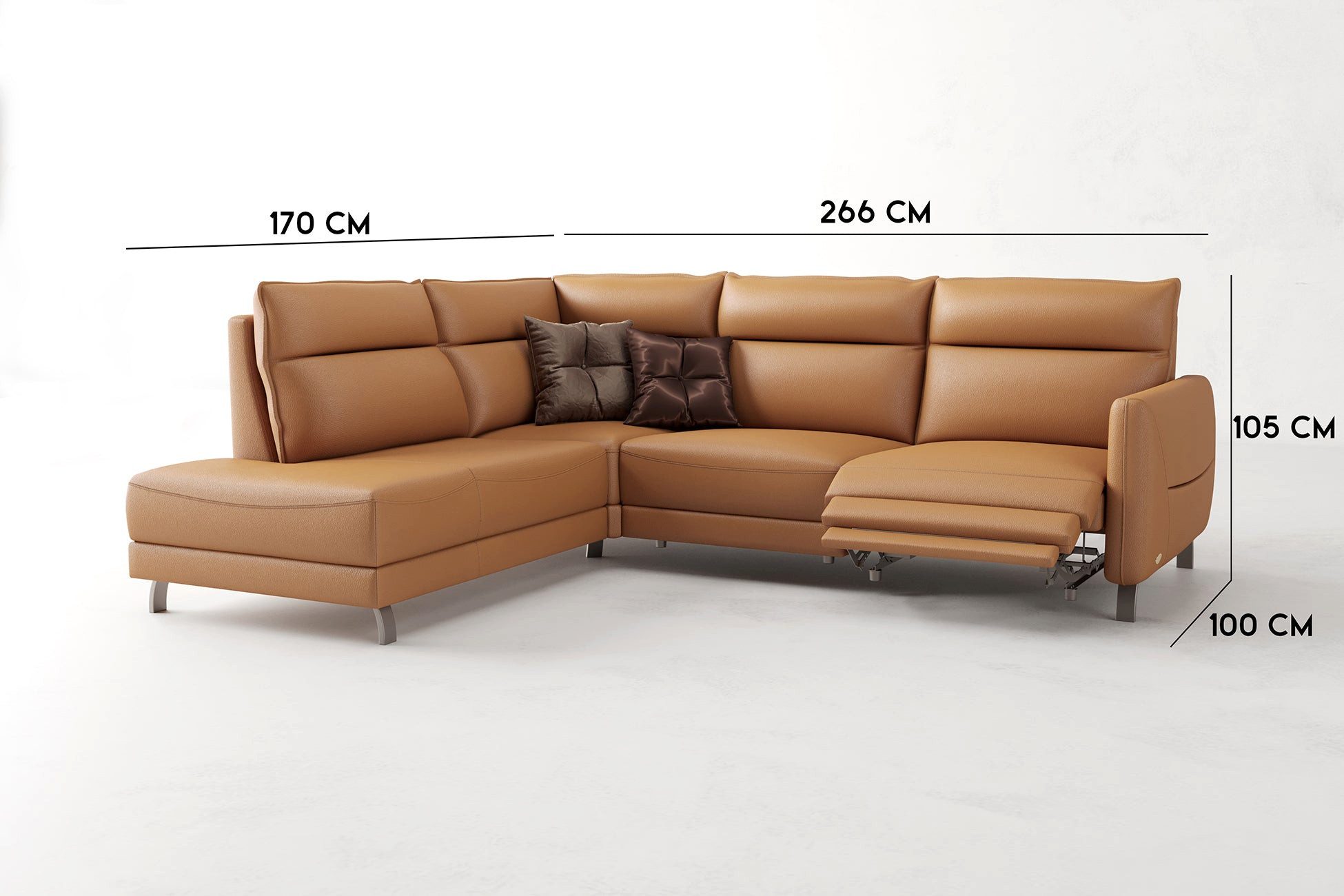 moebeloutlet.de Ecksofa Moebeloutlet.de Italian Luxus Ecksofa Leder - Entspannungsfunktion, Elektrische Relaxfunktion