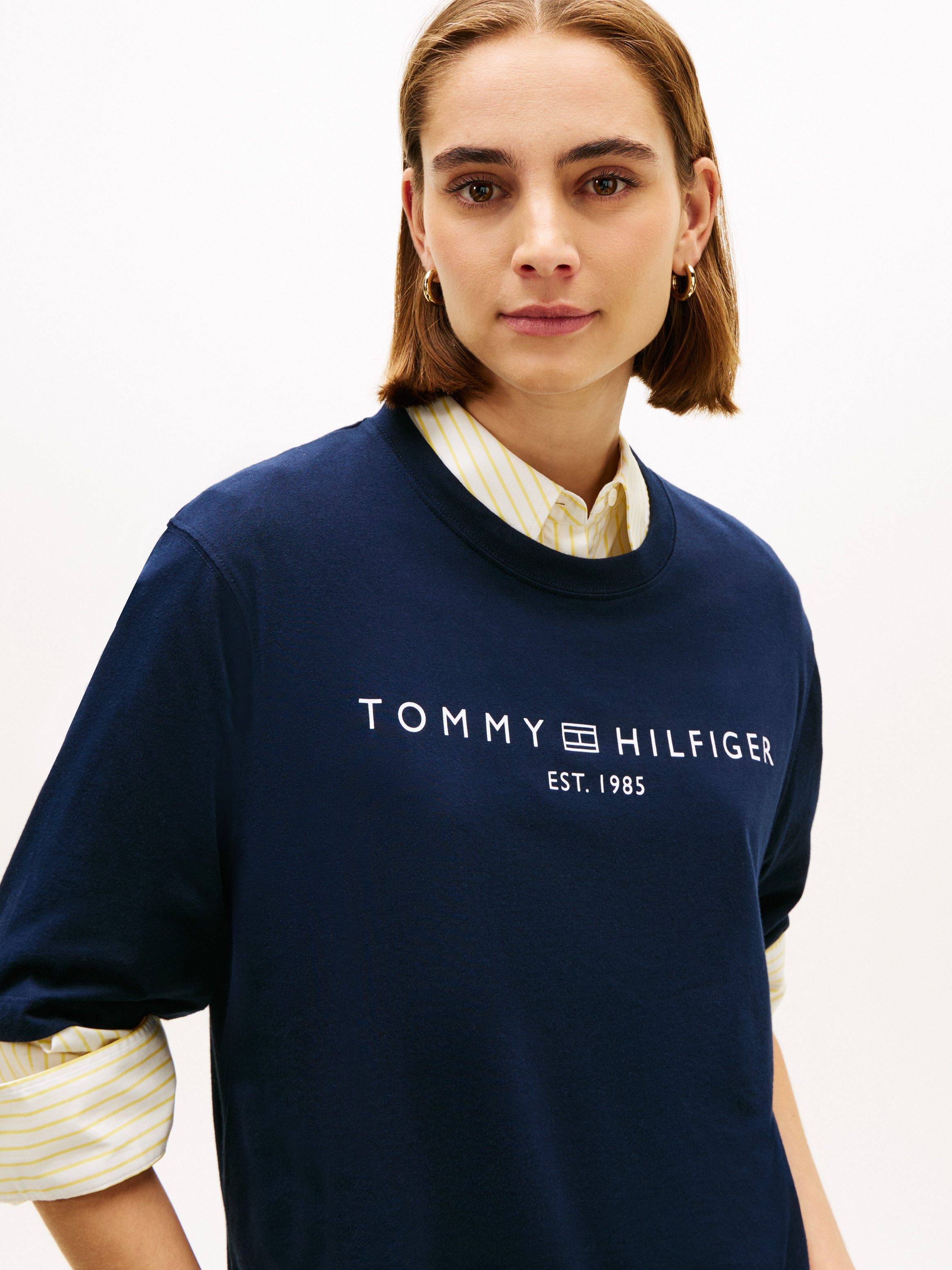Tommy Hilfiger Langarmshirt CORP LOGO TRAPEZE C-NK TEE günstig online kaufen