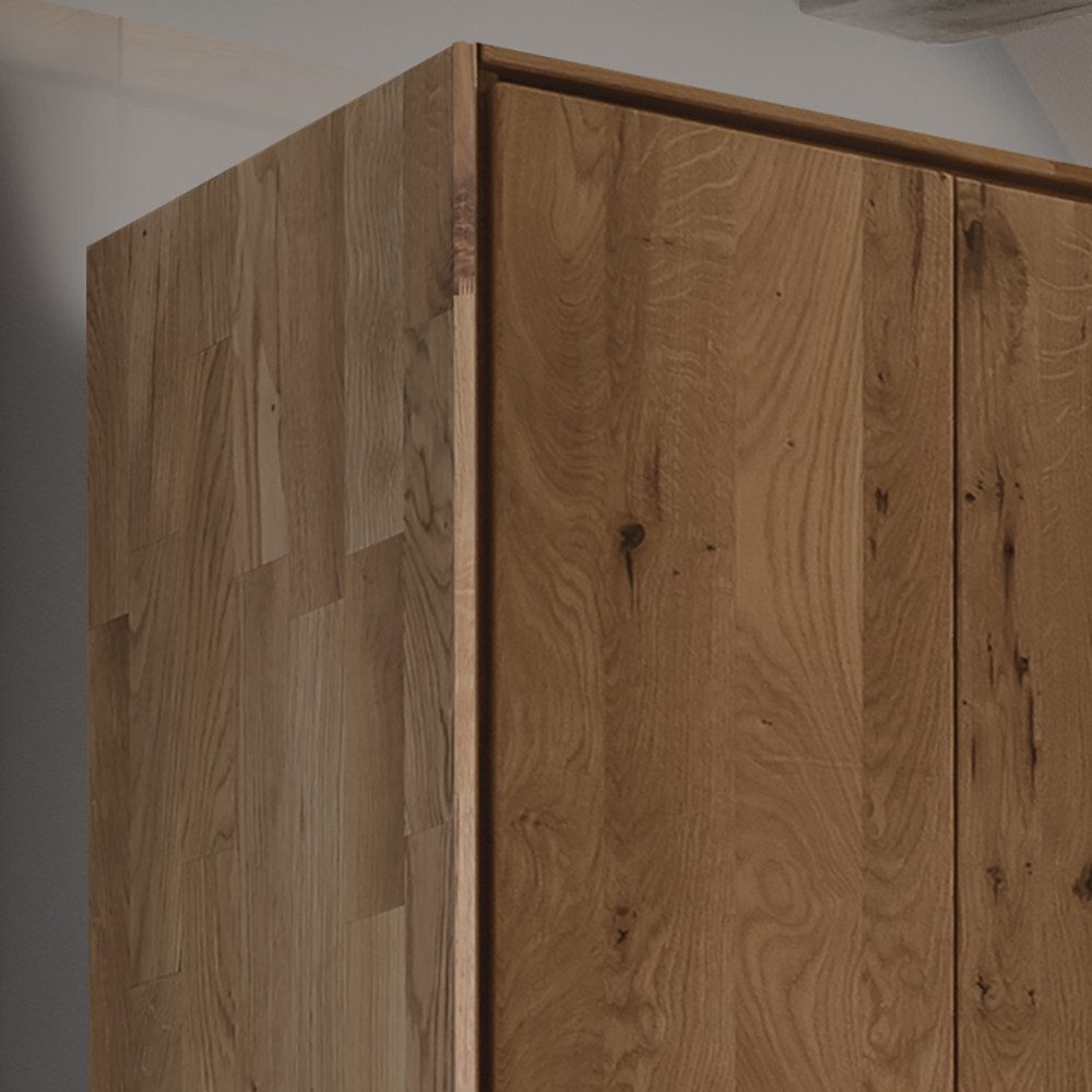 Lomadox Kleiderschrank AVELLINO-137 Garderobenschrank Schlafzimmerschrank Massivholz Schrank Eiche