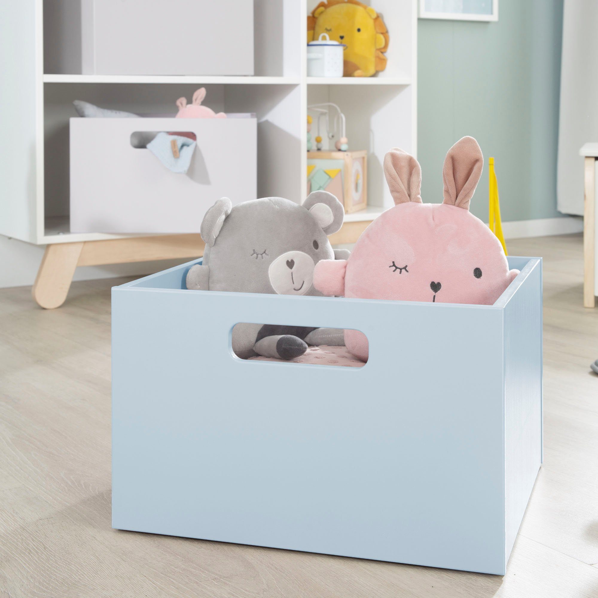 Thumbnail - roba® Aufbewahrungsbox blau, aus Holz, Organizer für Spielzeug