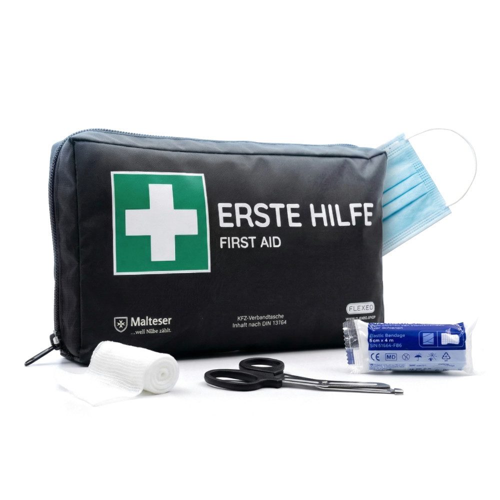 FLEXEO KFZ-Verbandtasche DIN 13164:2022, (1 St), Erste-Hilfe-Set für Autos, PKWs