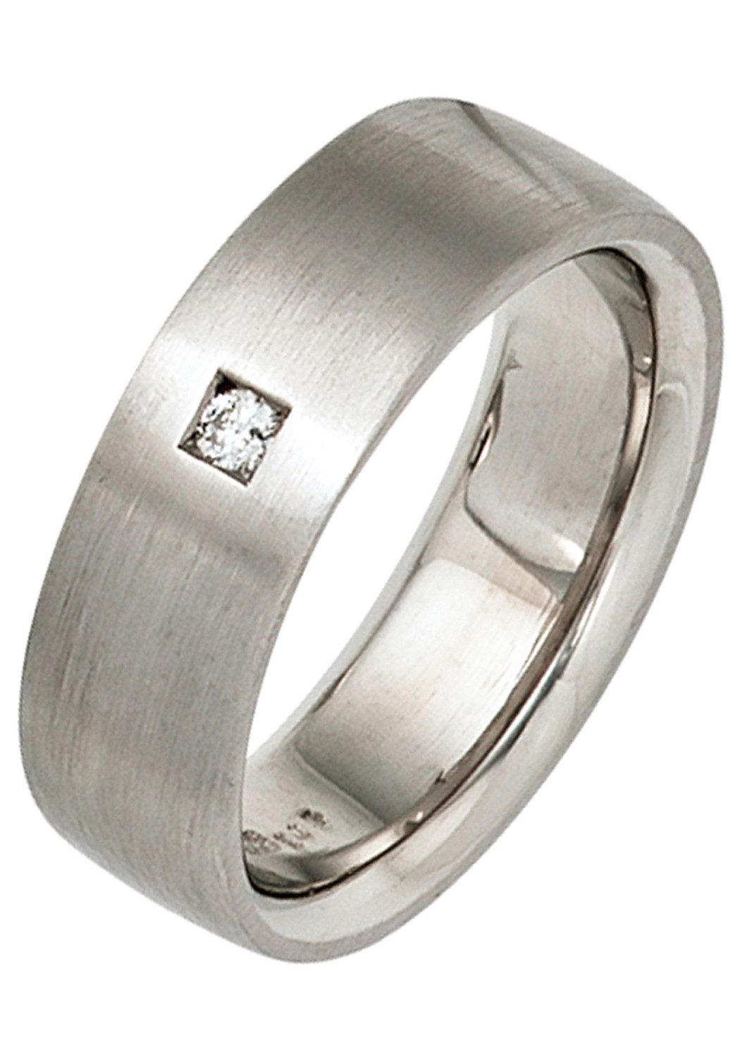 JOBO Diamantring Silberring 6 mm breit, 925 Silber mit Diamant