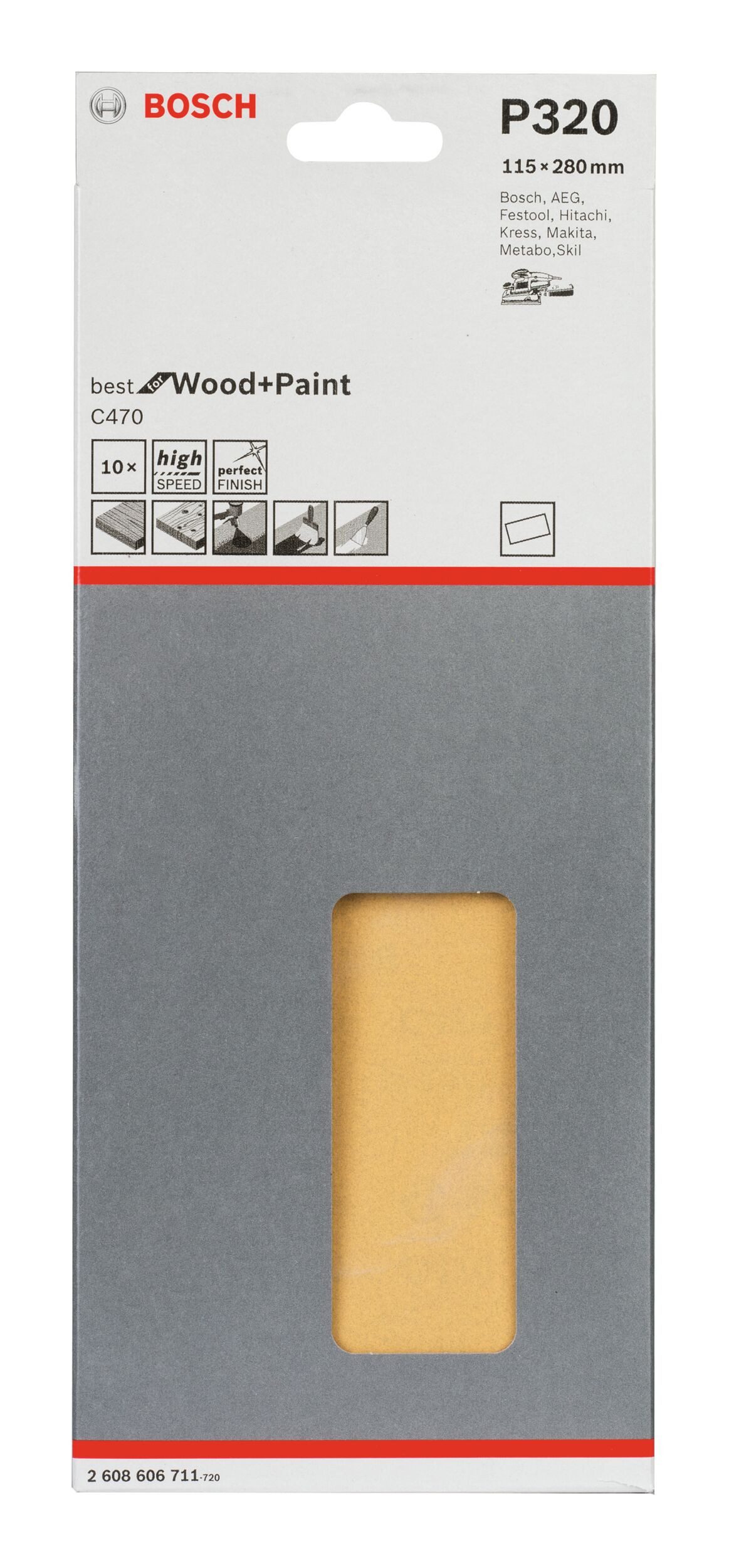 Thumbnail - BOSCH Schleifpapier, (10 Stück), C470 Schleifblatt gespannt ungelocht K320 - 115 x 280 mm - 10er-Pack