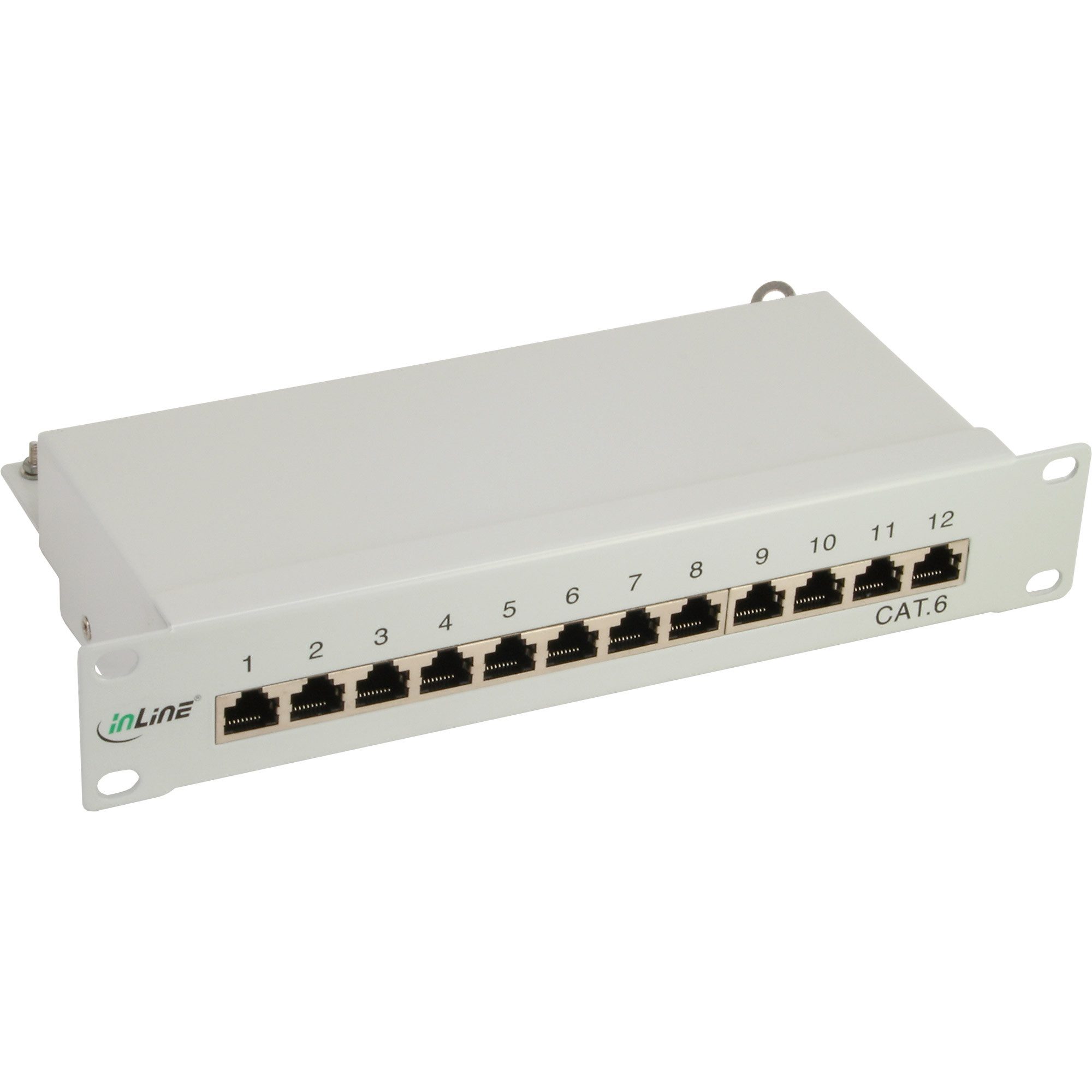 InLine® Patchfeld Cat.6 12-fach, 10" 1HE, lichtgrau, RAL7035 Netzwerk-Patch-Panel
