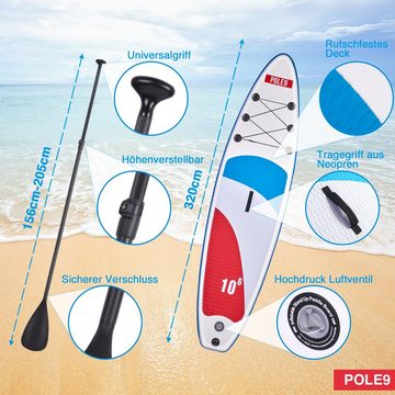 Pole9 Inflatable SUP-Board POLE9 Stand Up Paddling Board Premium SUP Board - 320 x 80 x 15 cm
