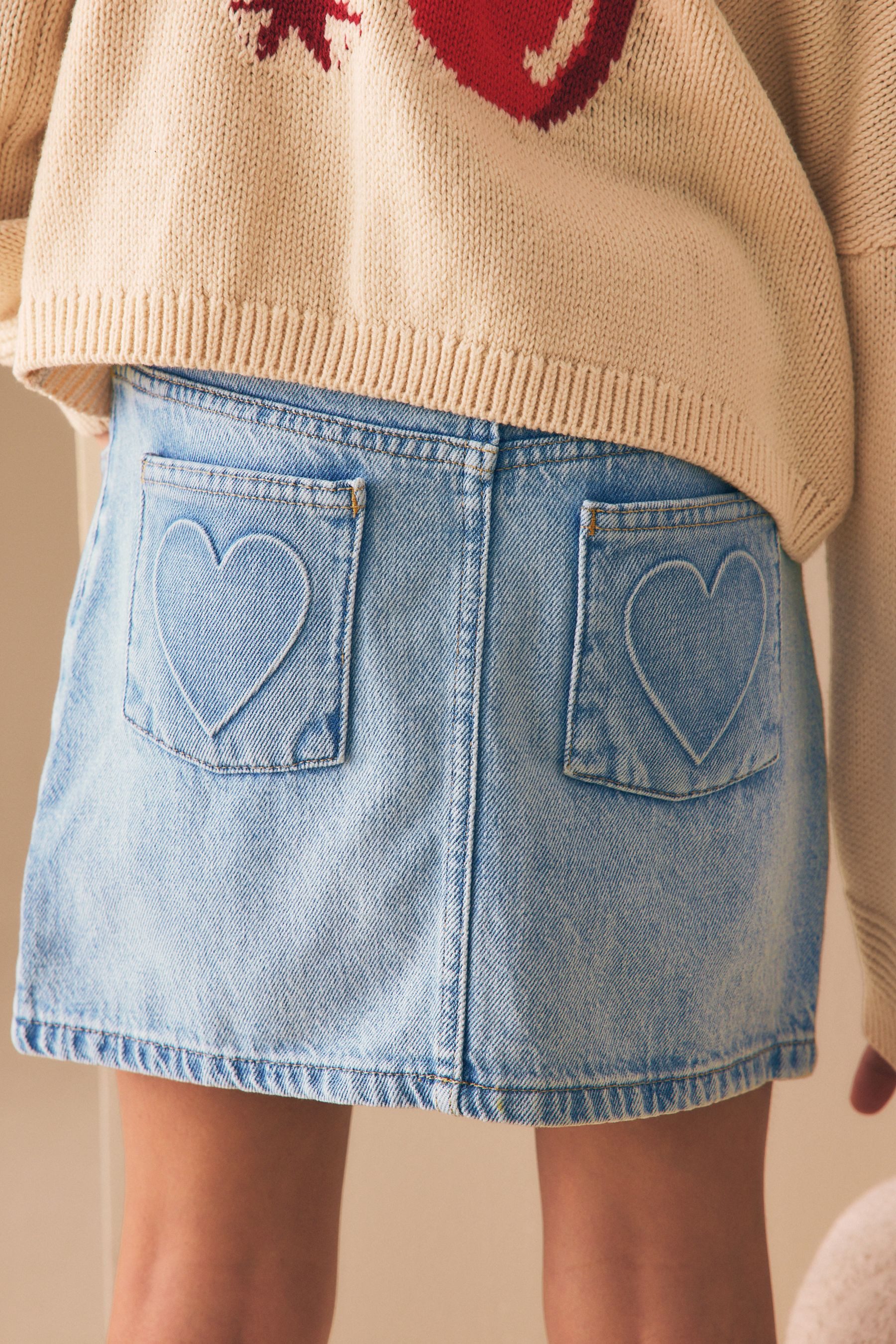 Next Jeansrock Denim-Rock mit Herz-Tasche (1-tlg)