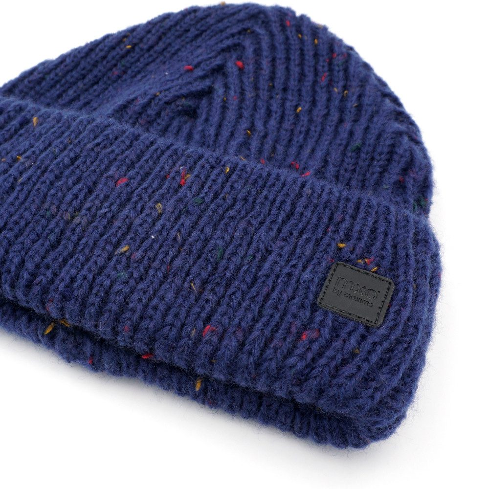 MAXIMO Strickmütze KIDS-Beanie, Effektgarn Jerseyfutter, breiter Umschlag (1-St)