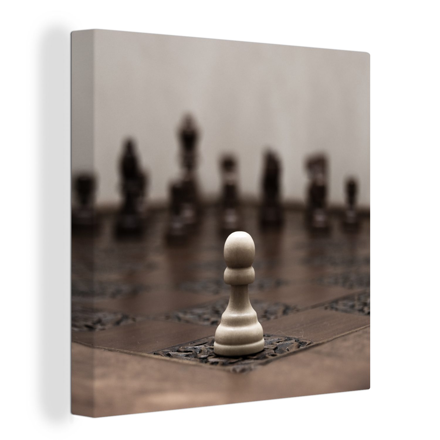 Schach, verliert Wohnzimmer beim Bilder Leinwandbild St), (1 OneMillionCanvasses® für Schlafzimmer Leinwand Weiß