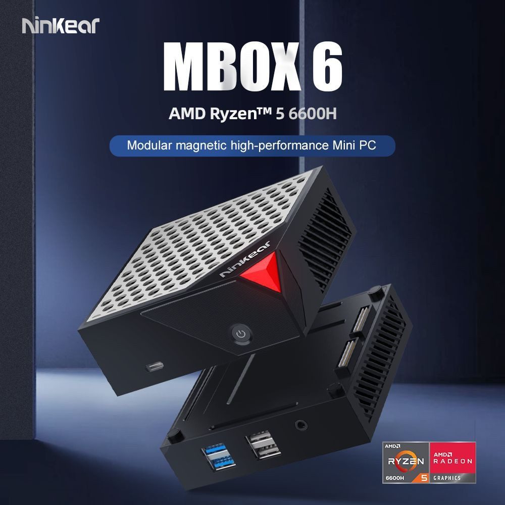 Ninkear MBOX 6 AMD 6600H 6 Kerne, max. 4,5 GHz 16+512GB Mini-PC (AMD Ryzen 5 6600H, 16 GB RAM, 512 GB SSD, Betriebssystem: Windows 11)