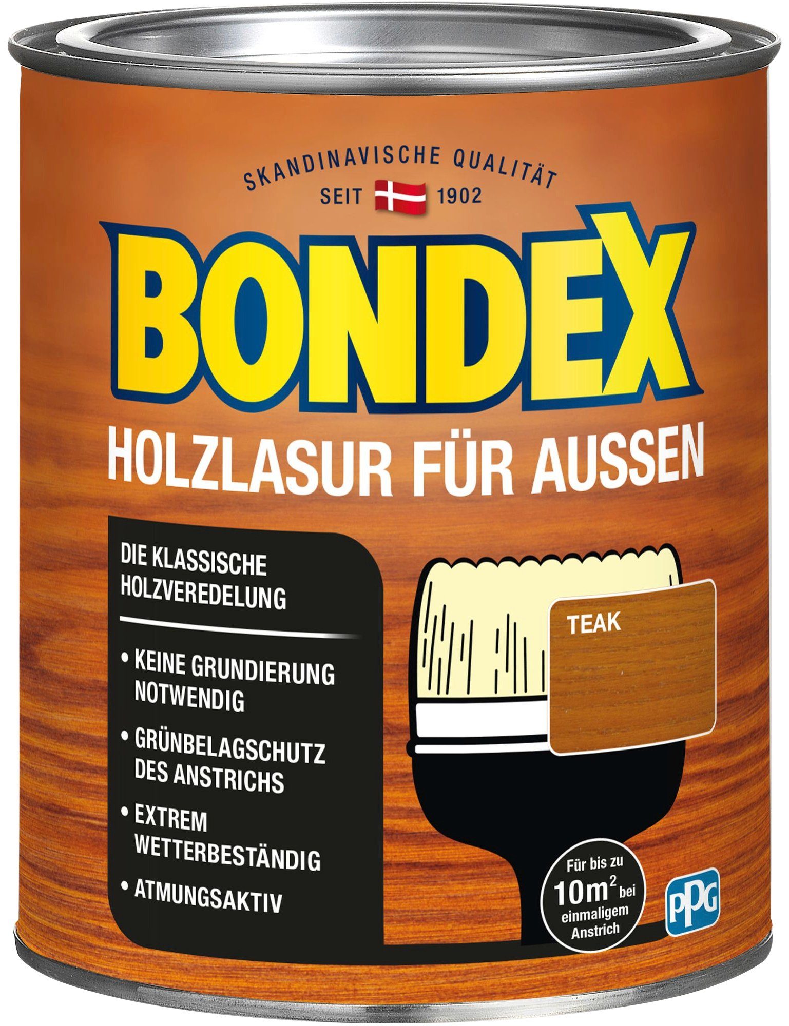 Bondex Holzschutzlasur atmungsaktiv, Wetterschutz HOLZLASUR Holzverkleidung, Farbtönen AUSSEN, Teak FÜR in versch
