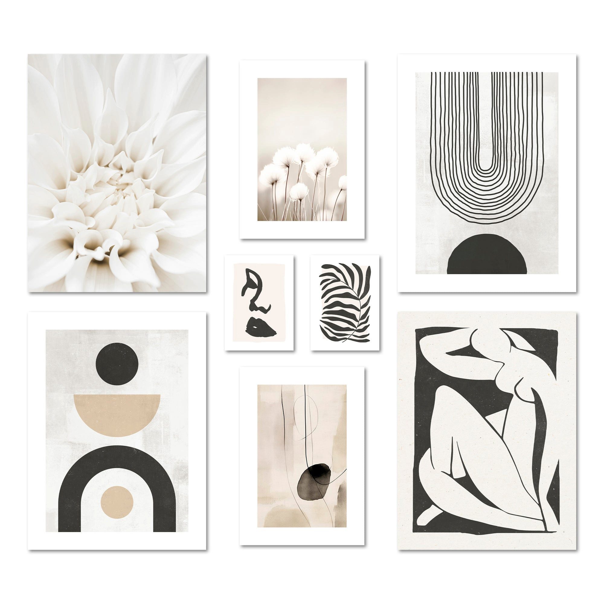 Bilder-Collage Poster Set - ABSTRACT BLACK ART - Deko Wandbilder abstrakt, beige, sch