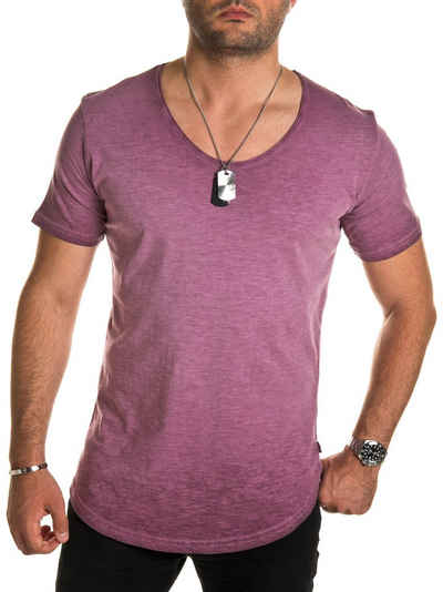 Pittman V-Shirt Maxi Oversize Basic Tee V-Neck Washed