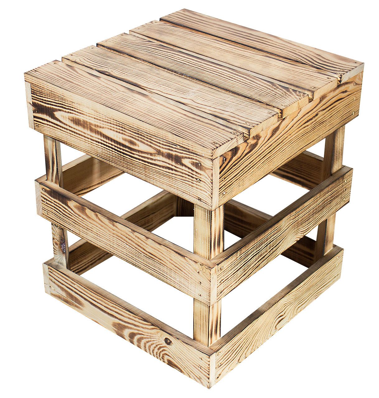 Allzweckkiste Hocker geflammt Sitzhocker Ablagetisch Holzhocker günstig online kaufen