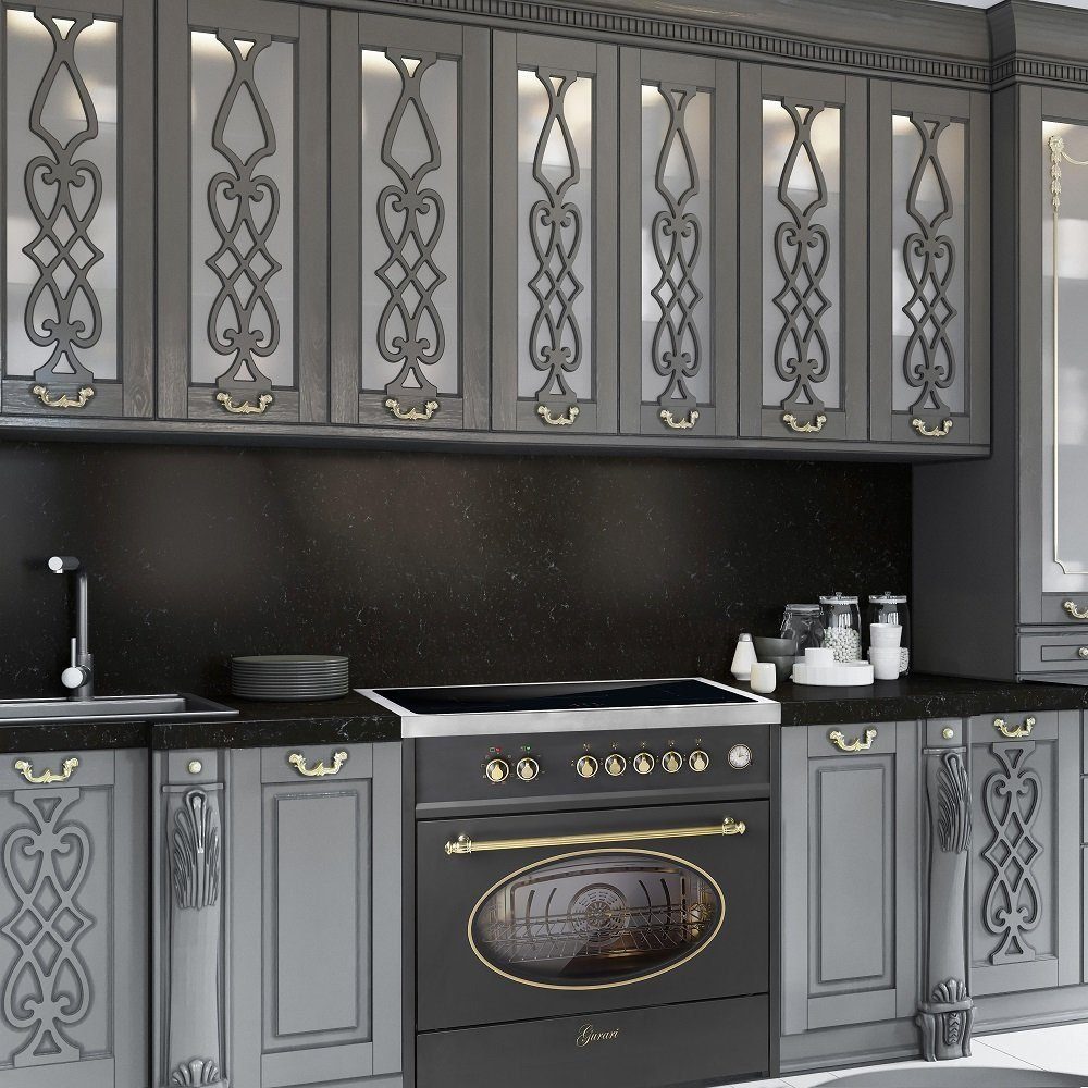 GURARI Induktions-Standherd Retro Range Cooker 90 cm, FLEX ZONEN, Booster, 5 Zonen,121L E 913 RU BL.,., mit 1-fach-Teleskopauszug