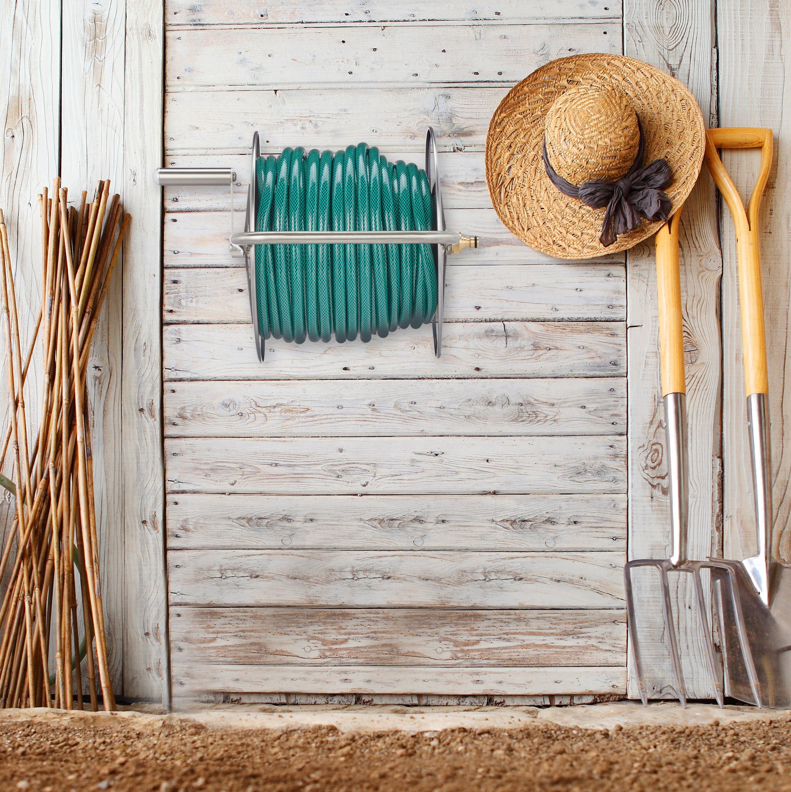 relaxdays Schlauchtrommel Edelstahl