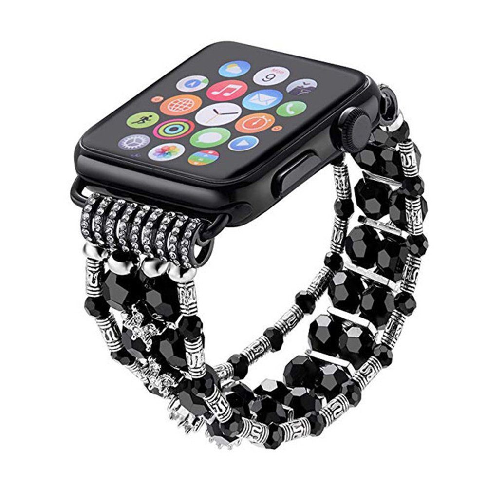ELEKIN Smartwatch-Armband Kristall-Ersatzarmband Fashion Strap für iwatch Series 7/6/5/4/3/2/1 Schwarz