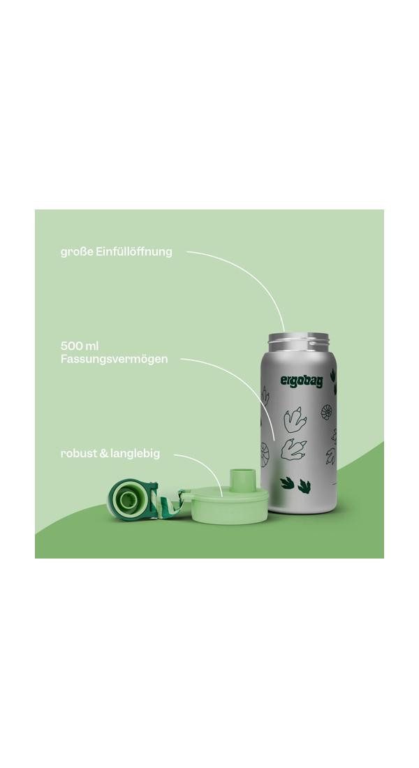 ergobag Trinkflasche Edelstahl Trinkflasche, auslaufsicher und kohlensäuregeeignet