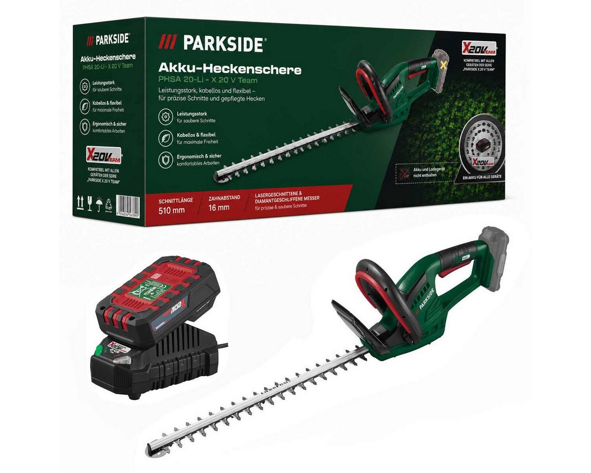 Parkside Akku-Heckenschere Akku Heckenschere PHSA 20-Li - X 20 V Team mit Akku 2.0 Ah & Ladegerät