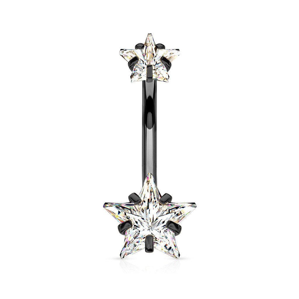 Taffstyle Bauchnabelpiercing Bauchnabelpiercing Banane Stecker Zirkonia Stern Innengewinde Schwarz (Bauchnabel Piercing Schmuck Stecker), Bauchnabelpiercing Banane