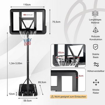 KOMFOTTEU Basketballständer Basketballanlage, höhenverstellbar 130-305cm