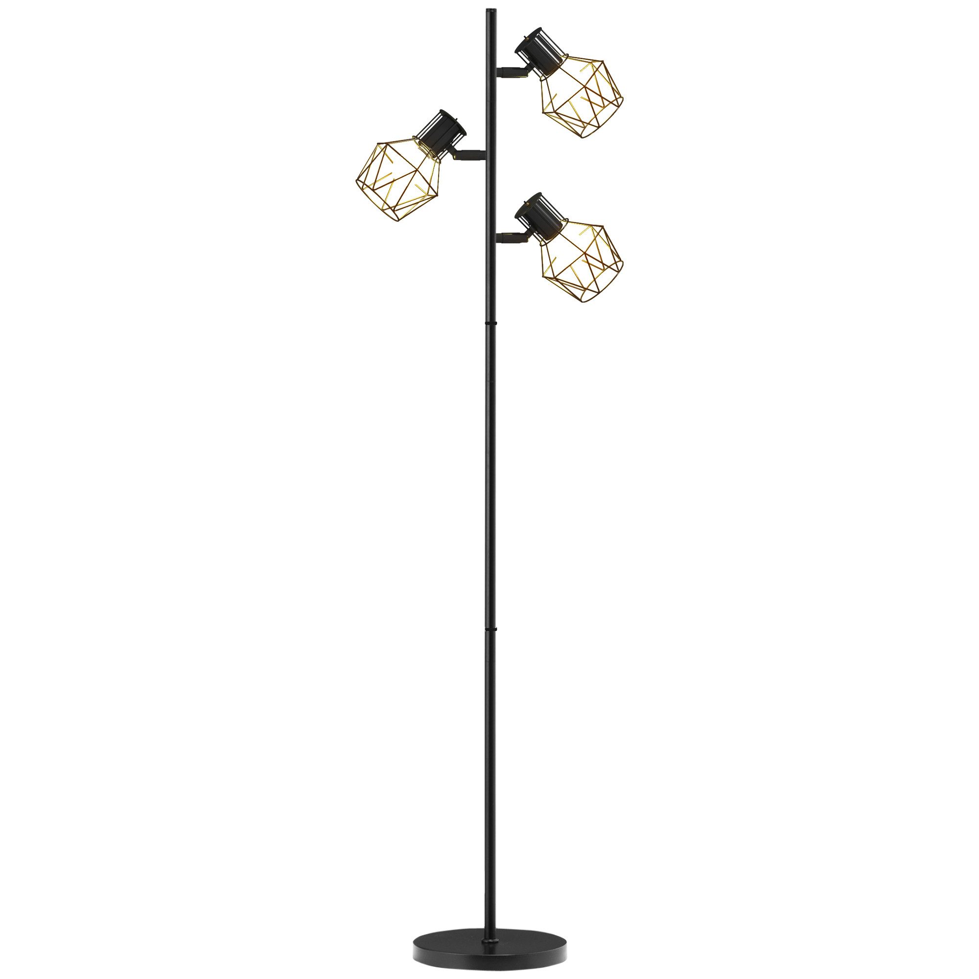 HOMCOM Stehlampe mit 3 E27 Fassungen, günstig online kaufen