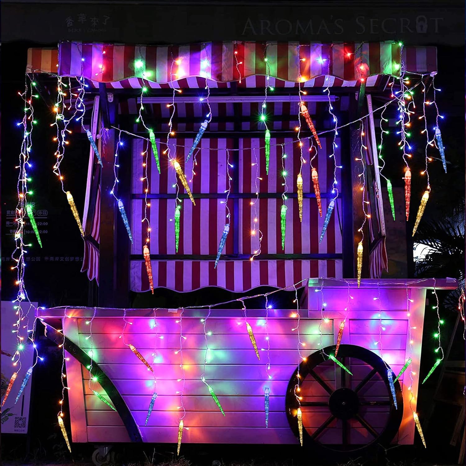 LED-Lichterkette LED Eiszapfen Lichterkette Wasserdicht 96LEDs 3.5M Weihnachten Deko