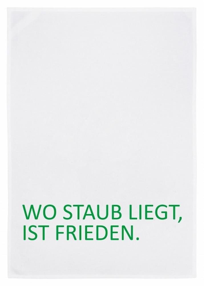 17;30 Hamburg Geschirrtuch WO STAUB LIEGT, IST FRIEDEN, Grün, (1-tlg), 50x70cm, Siebdruck