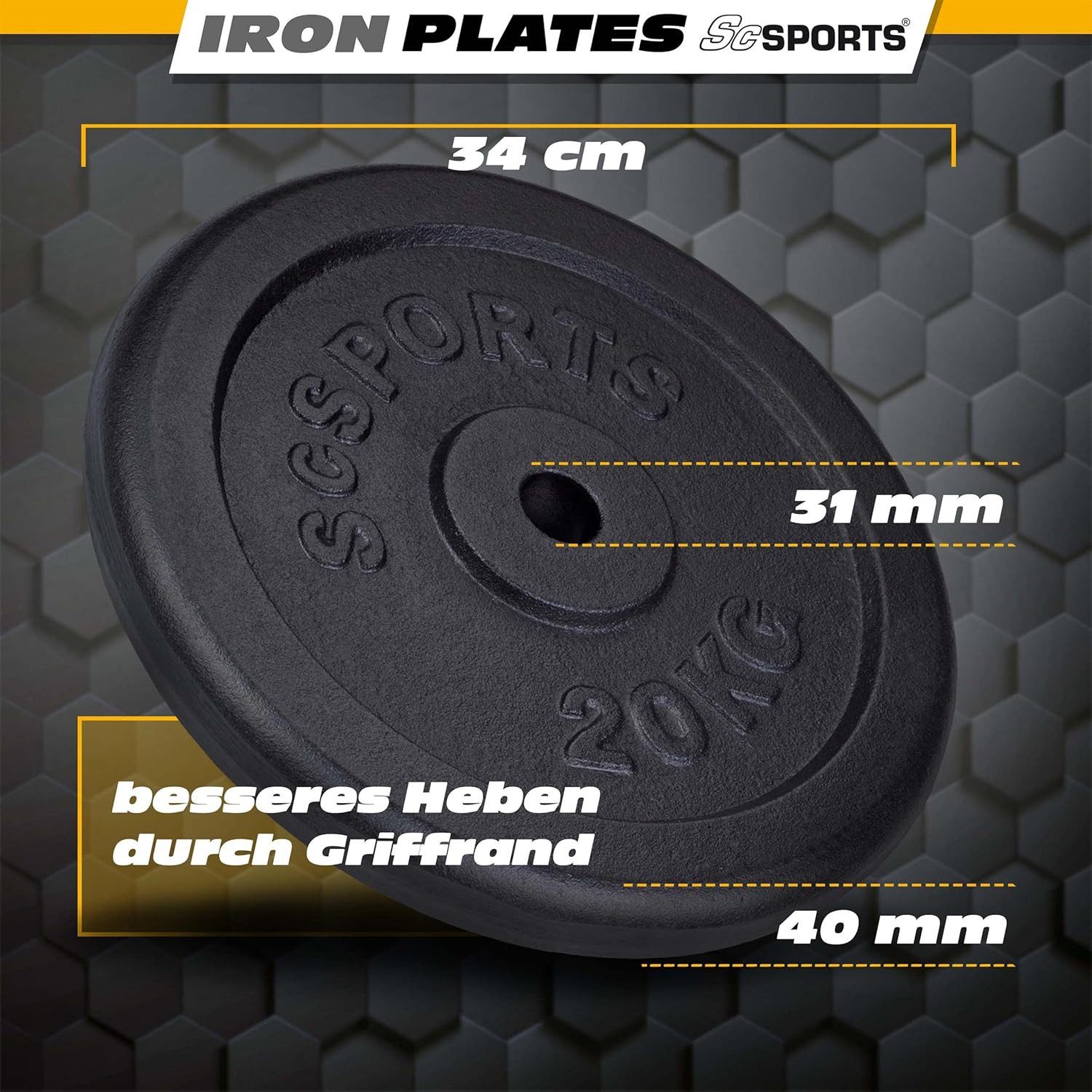 ScSPORTS® Hantelscheibe Hantelscheiben Set Gusseisen 40 - 120 kg, 20 kg, (1-tlg)