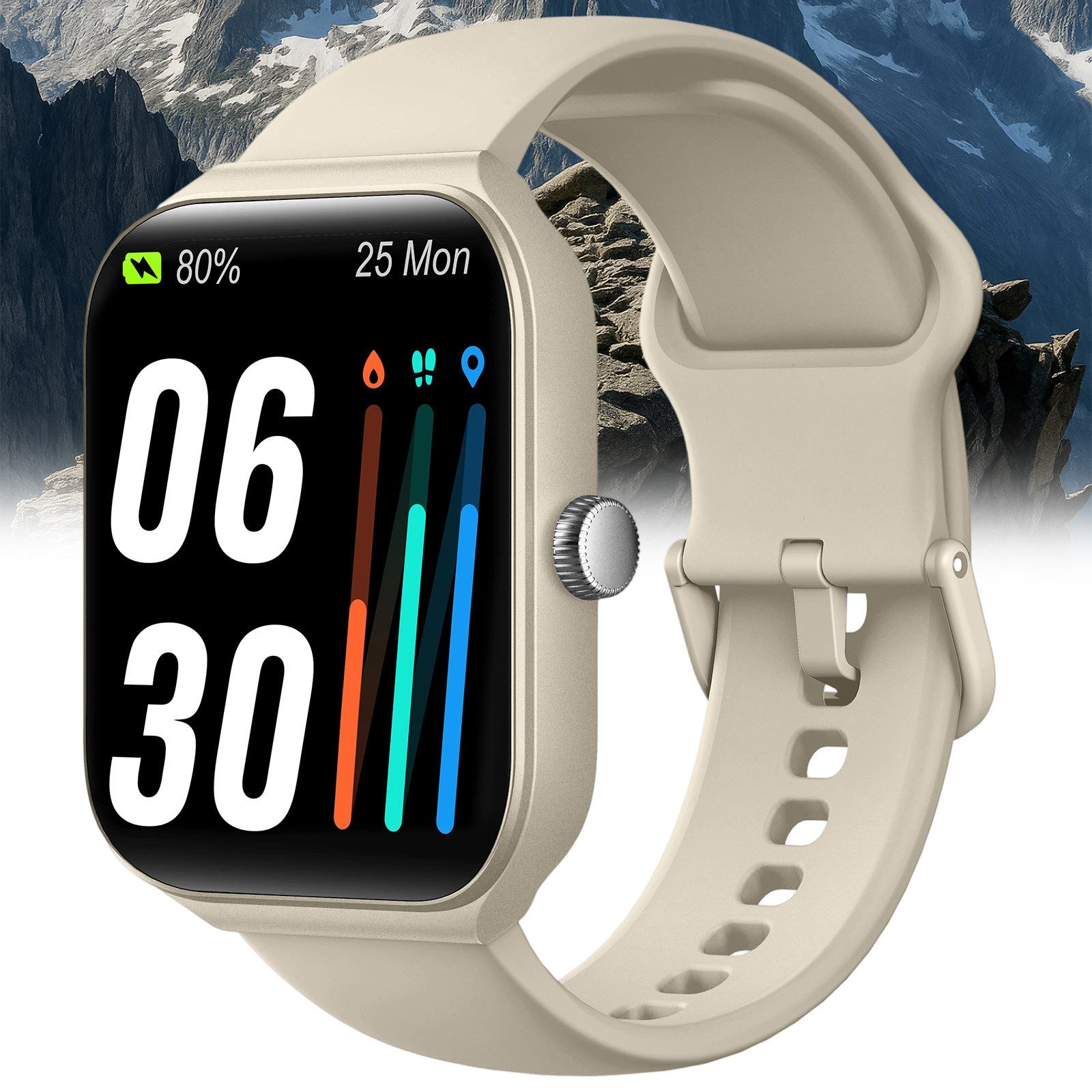 REDOM Multifunktionsuhr Wearable-Uhr Full-Touch Smart Fitness Uhr Sportuhr Smartwatch (1,95 Zoll, 300mAh Li-Ionen) Fitnessuhr Armband Uhr mit Full-Touch mit Alexa, 1-tlg., Touchscreen, kompatibel mit iOS und Android, 100 Sportmodi Fitness und Gesundheitstracker Schlafmonitor wasserdicht