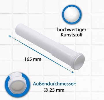 AQUADE Spülrohrverlängerung Verlängerungsrohr, L: 16,5 cm, ø 2,5 cm, weiß für Spüle