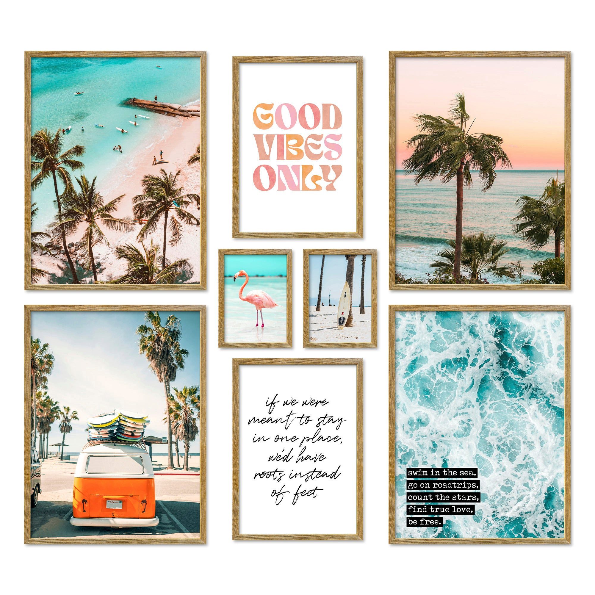 ARTFAVES Bilder-Collage Poster Set Summer Vibes I mehrteilige Bilderwand I Wandbilder Sommer, (Wandbilder modern, 8 St)