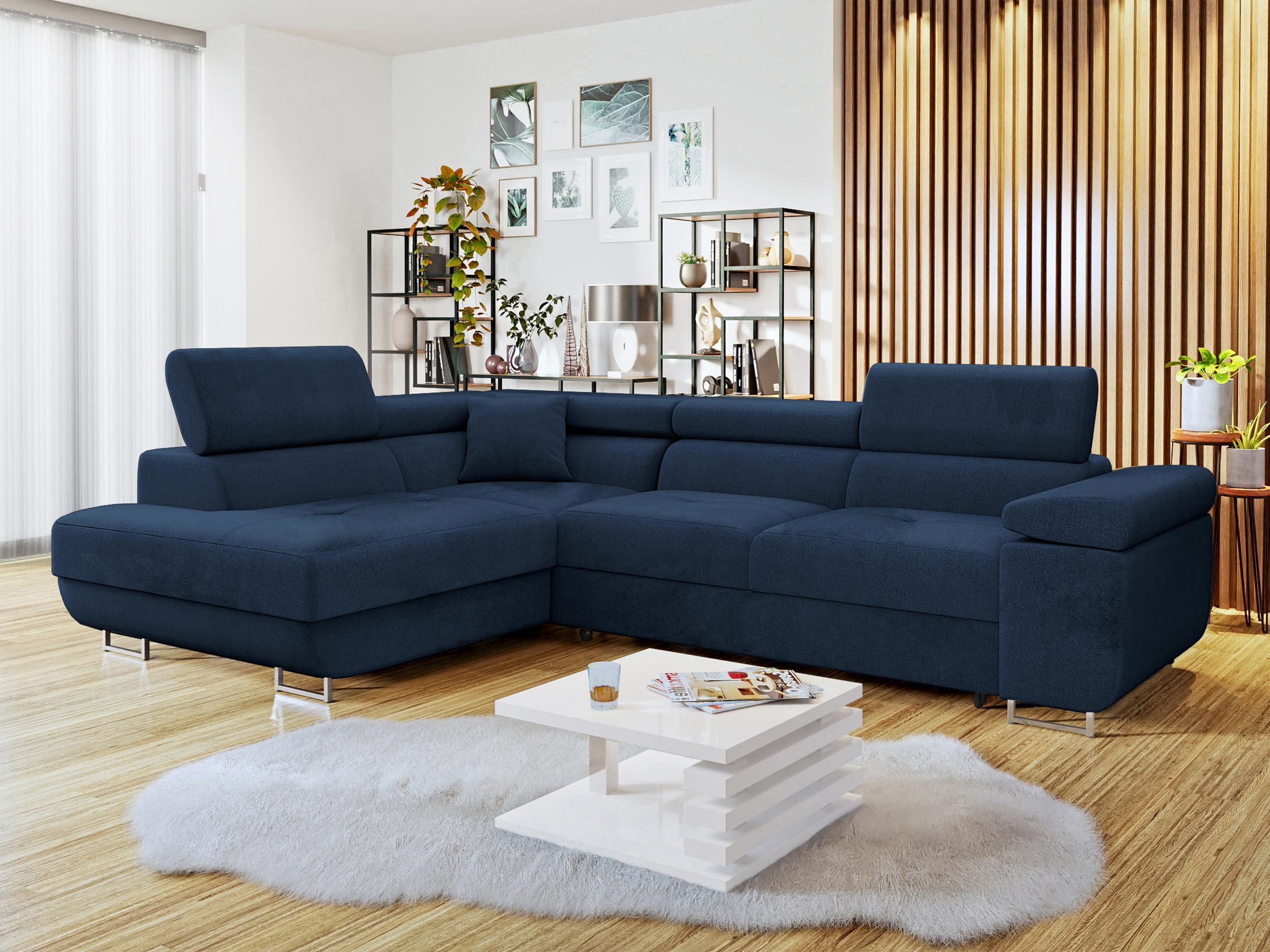 MIRJAN24 Ecksofa Torezio, mit Bettkasten und Schlaffunktion, Einstellbare Kopfstützen, 274x203x70-90 cm
