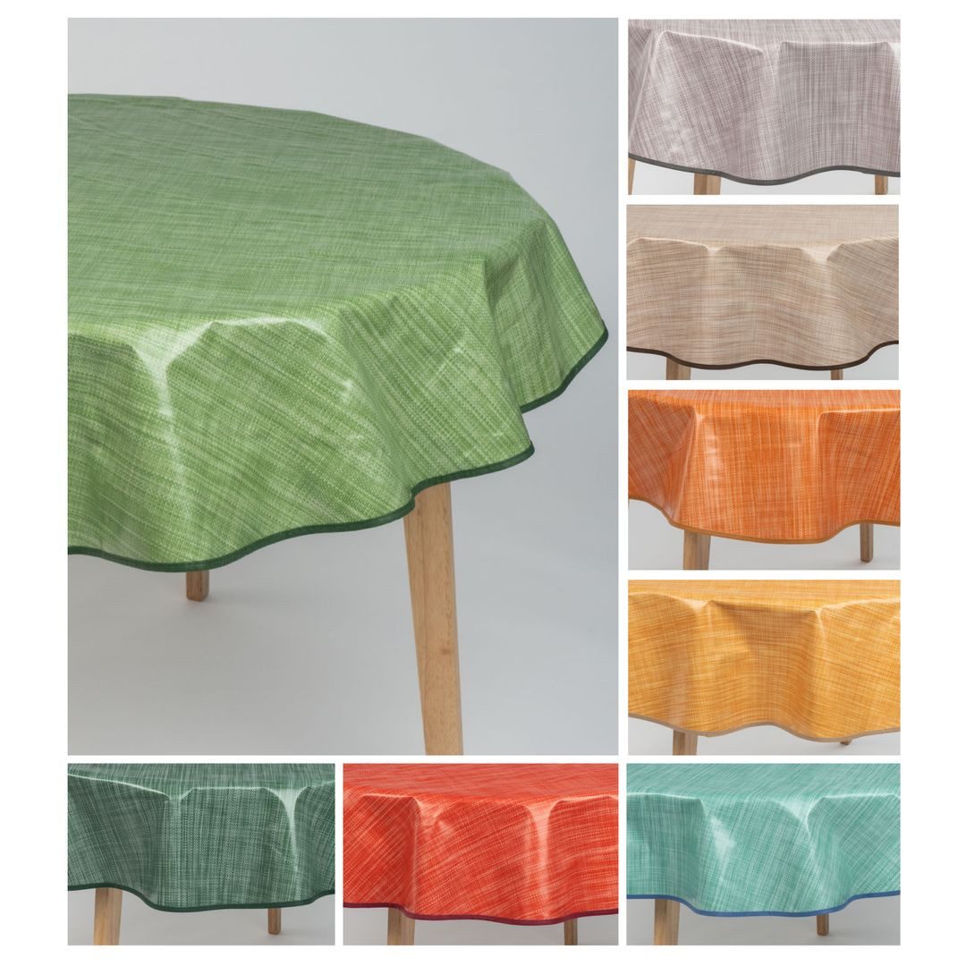 laro Tischdecke 140cm runde Wachstuchtischdecke Saum-Eingefasst Leinenoptik günstig online kaufen