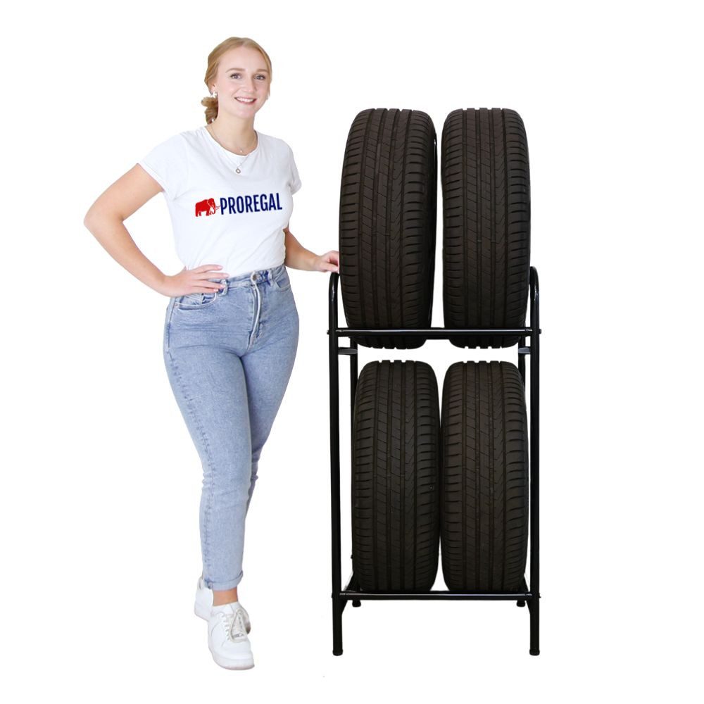 PROREGAL® Schwerlastregal Reifenregal Räderregal Garagenregal CARRERO für 4-8 Reifen Schwarz, Reifenschonnende Lagerung Winterregien Sommerreifen Allwetterreife – Bild 3 von 5