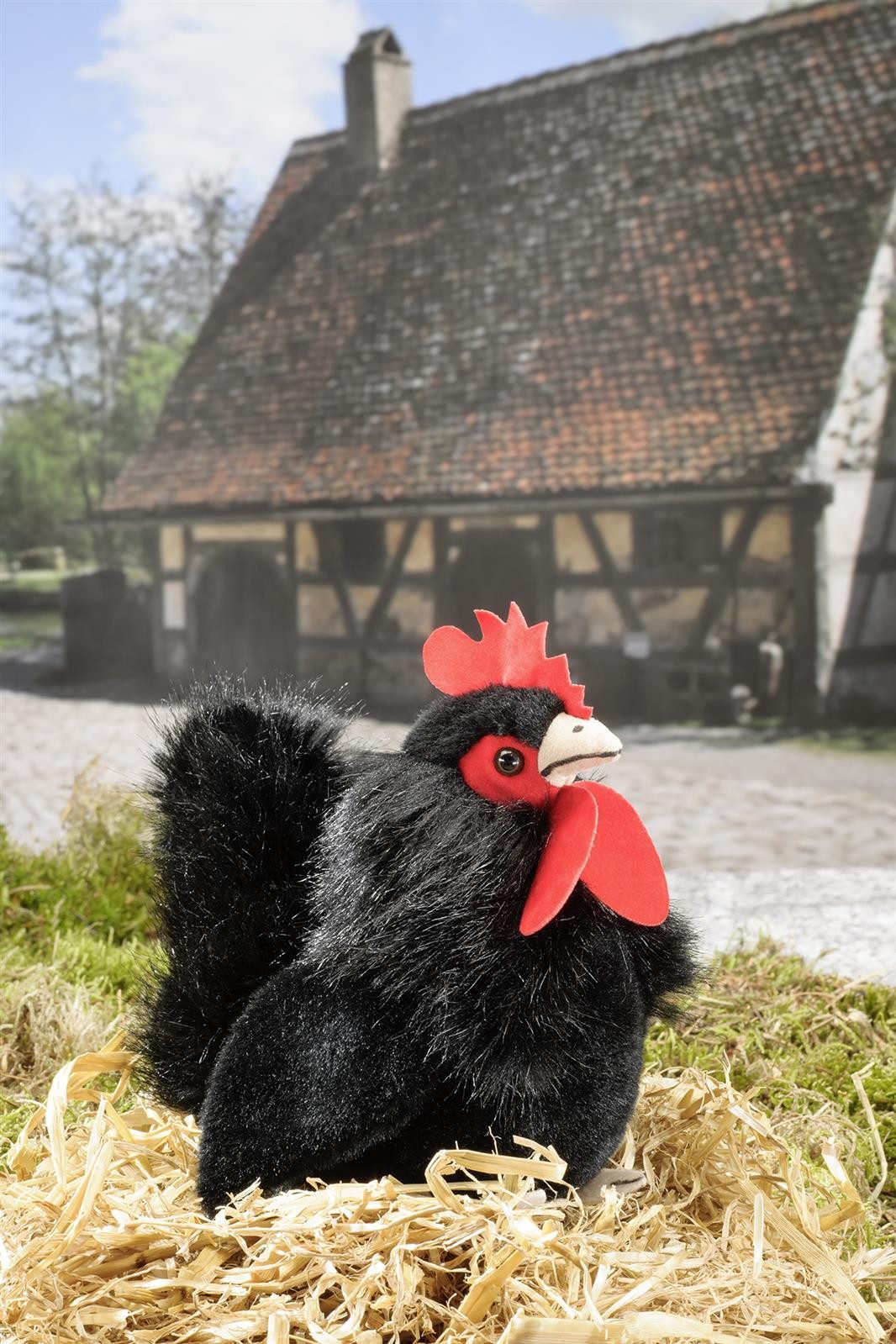Kösen Kuscheltier KÖSEN Hahn schwarz 14 cm (Stoffhahn Plüschhahn Stofftiere Hühner Plüschtiere Hennen)