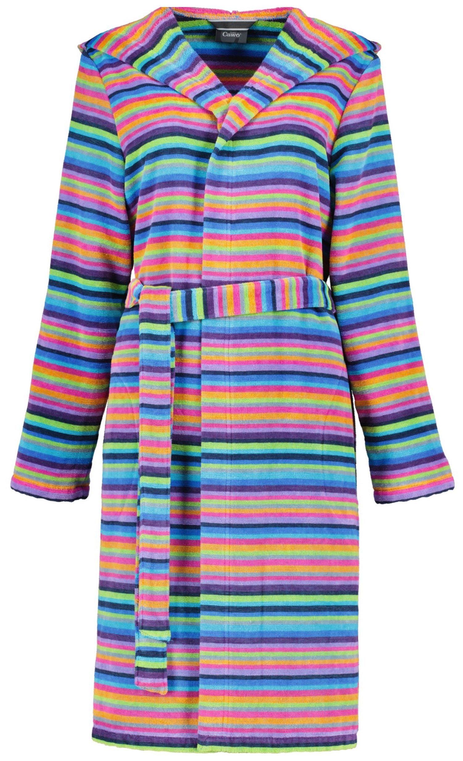 Cawö Damenbademantel Damen Bademantel mit Kapuze, Midi, Baumwolle, Kapuze, günstig online kaufen