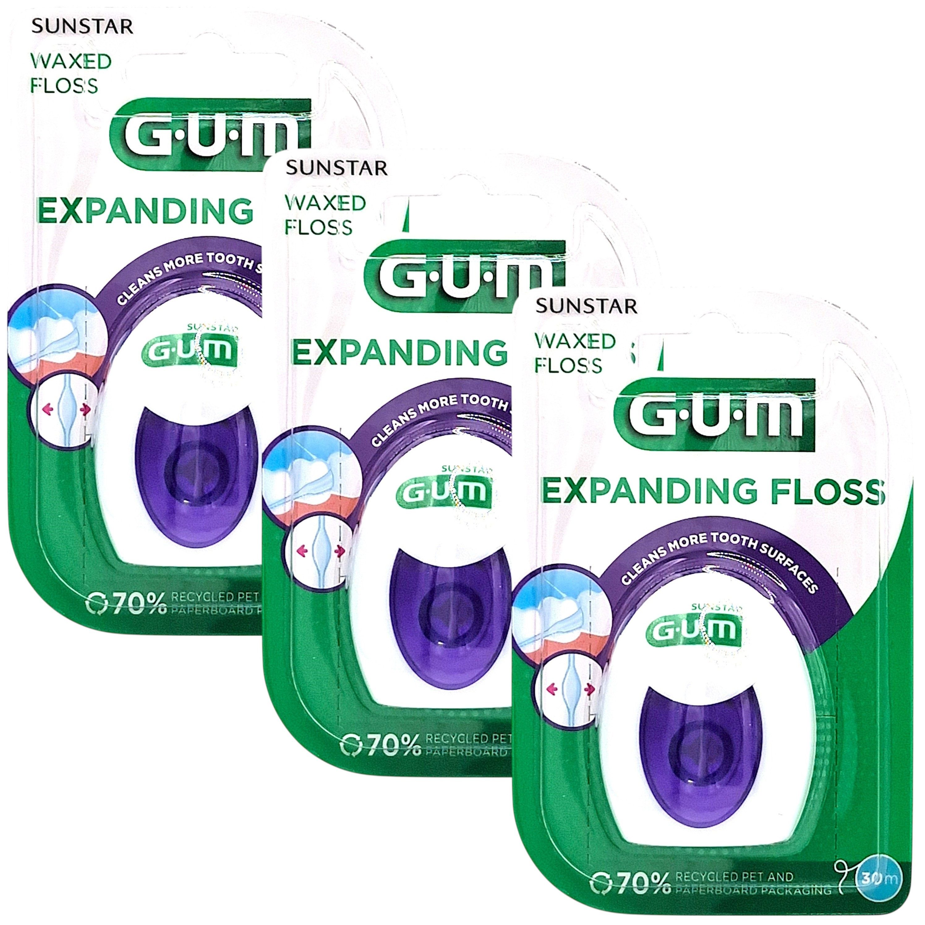 GUM Zahnseide 3x GUM Expanding Floss Zahnseide (3x30 m), (3-St)