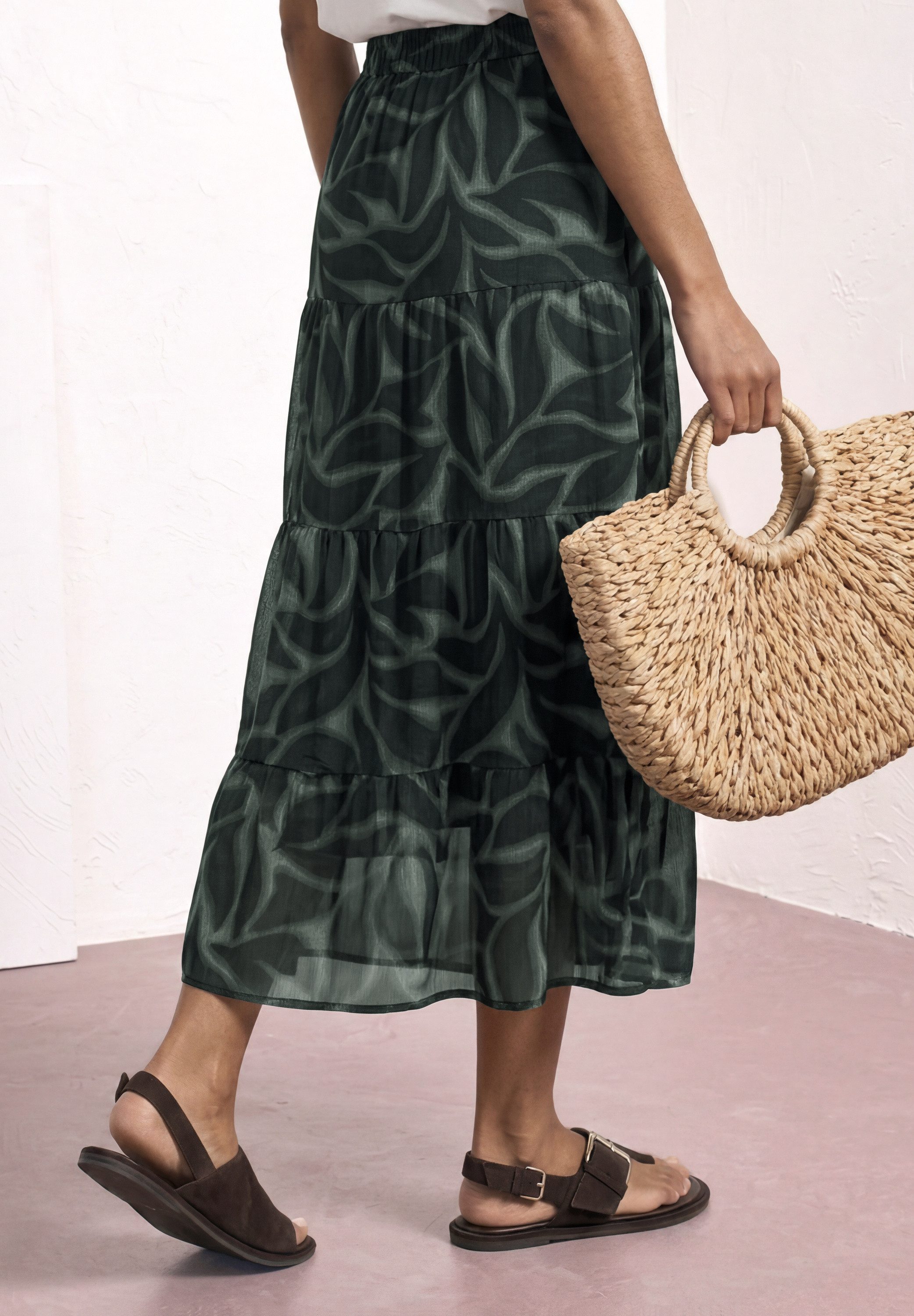 STREET ONE Maxirock Sommer aus Chiffon mit Print/Weich fallende Volants