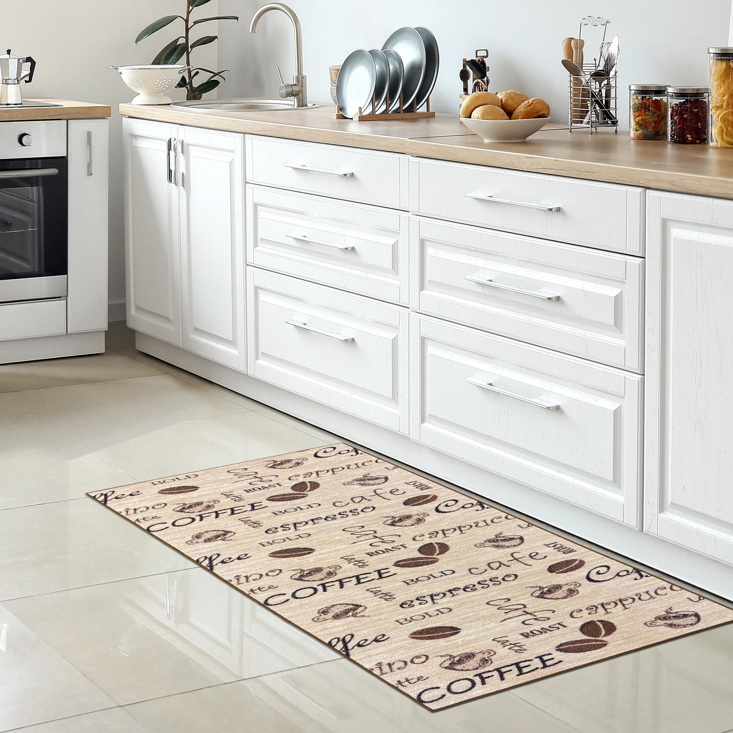 Carpetia Teppich Küchenläufer COFFEE cafe cappucino günstig online kaufen