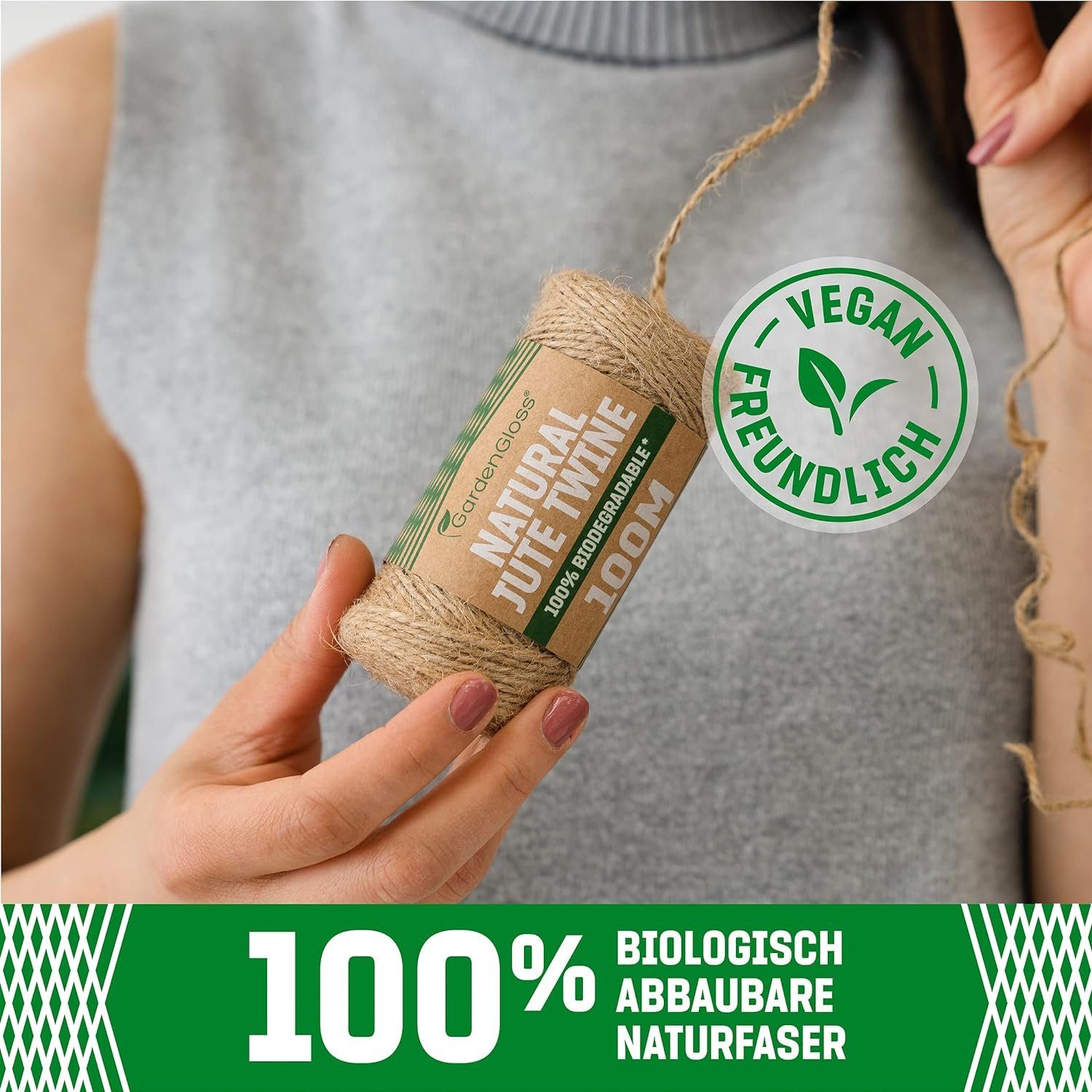 GardenGloss Juteschnur: 100% Biologisch Abbaubar, Für Garten, DIY, Geschenke Zwirn