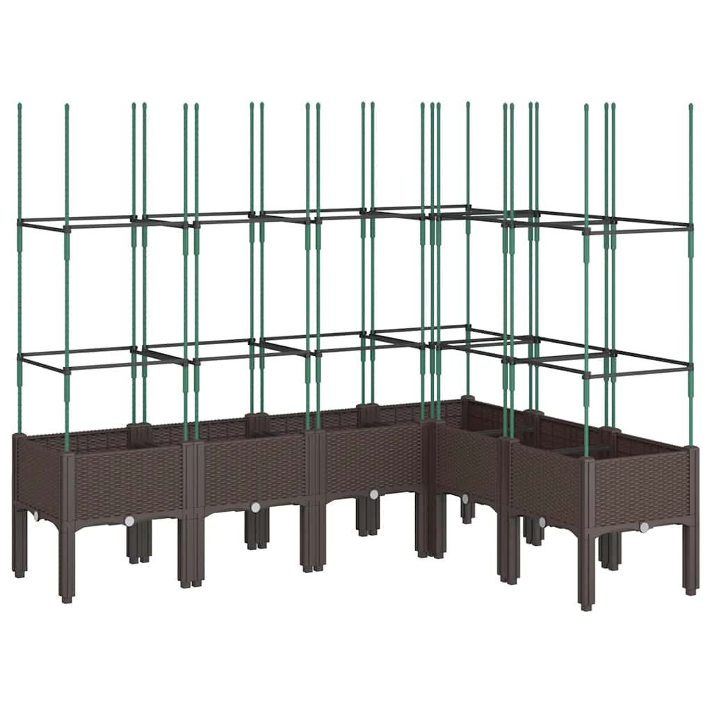 vidaXL Blumentopf Pflanzkübel mit Rankgitter Braun 160x120x142,5 cm PP (1 St)