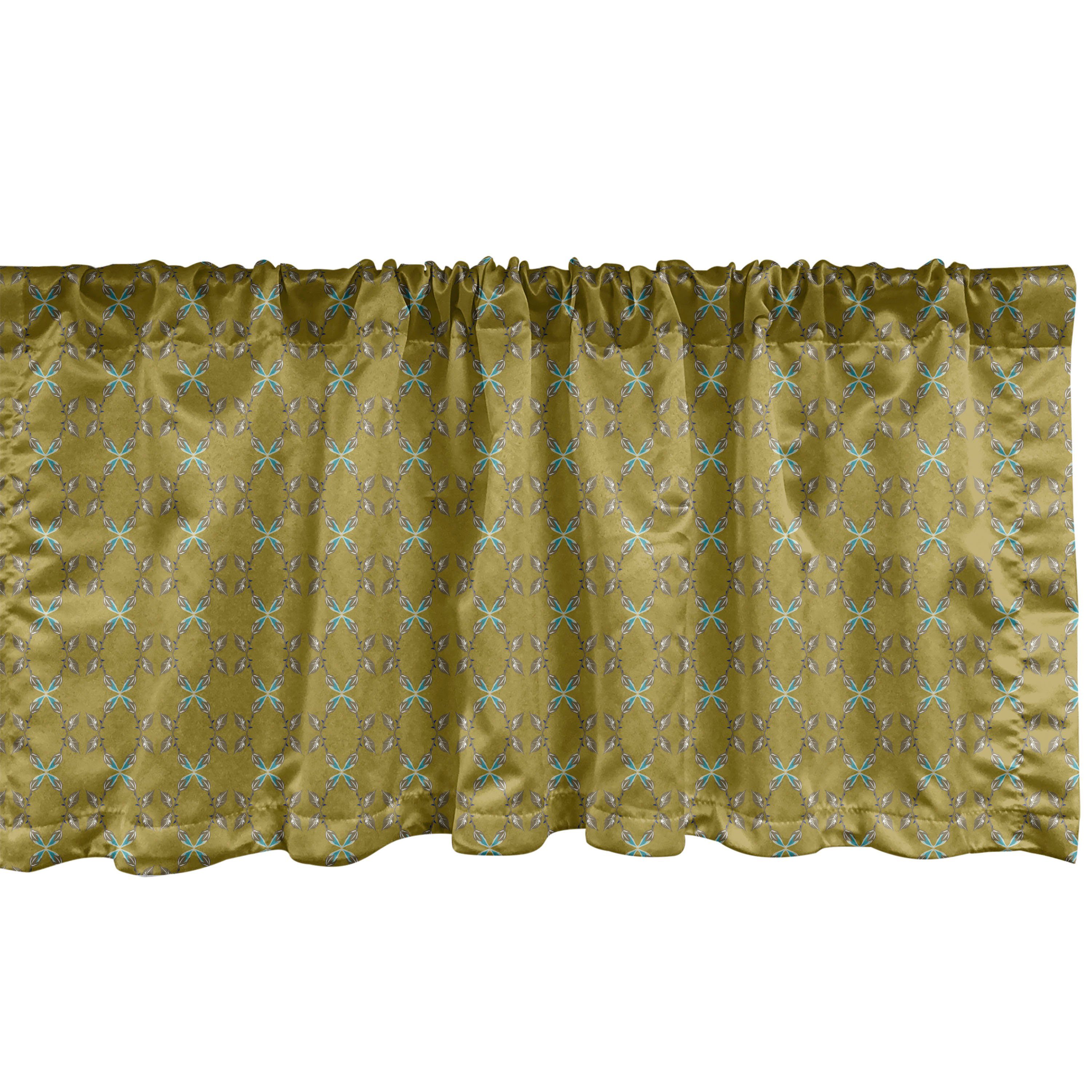 Scheibengardine Vorhang Volant für Küche Schlafzimmer Dekor mit Stangentasche, Abakuhaus, Microfaser, Abstrakt Vertikale Blumenmotive