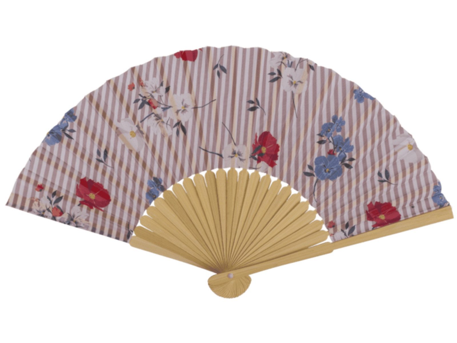 LK Trend & Style Handfächer Dekorativer Handfächer, Blumenmuster mit Streifen, (Spar-Set, 1-tlg., 21 cm, Bambus - Fächer in 4 Farben), absolut salonfähig sich eine kühle Prise zu gönnen