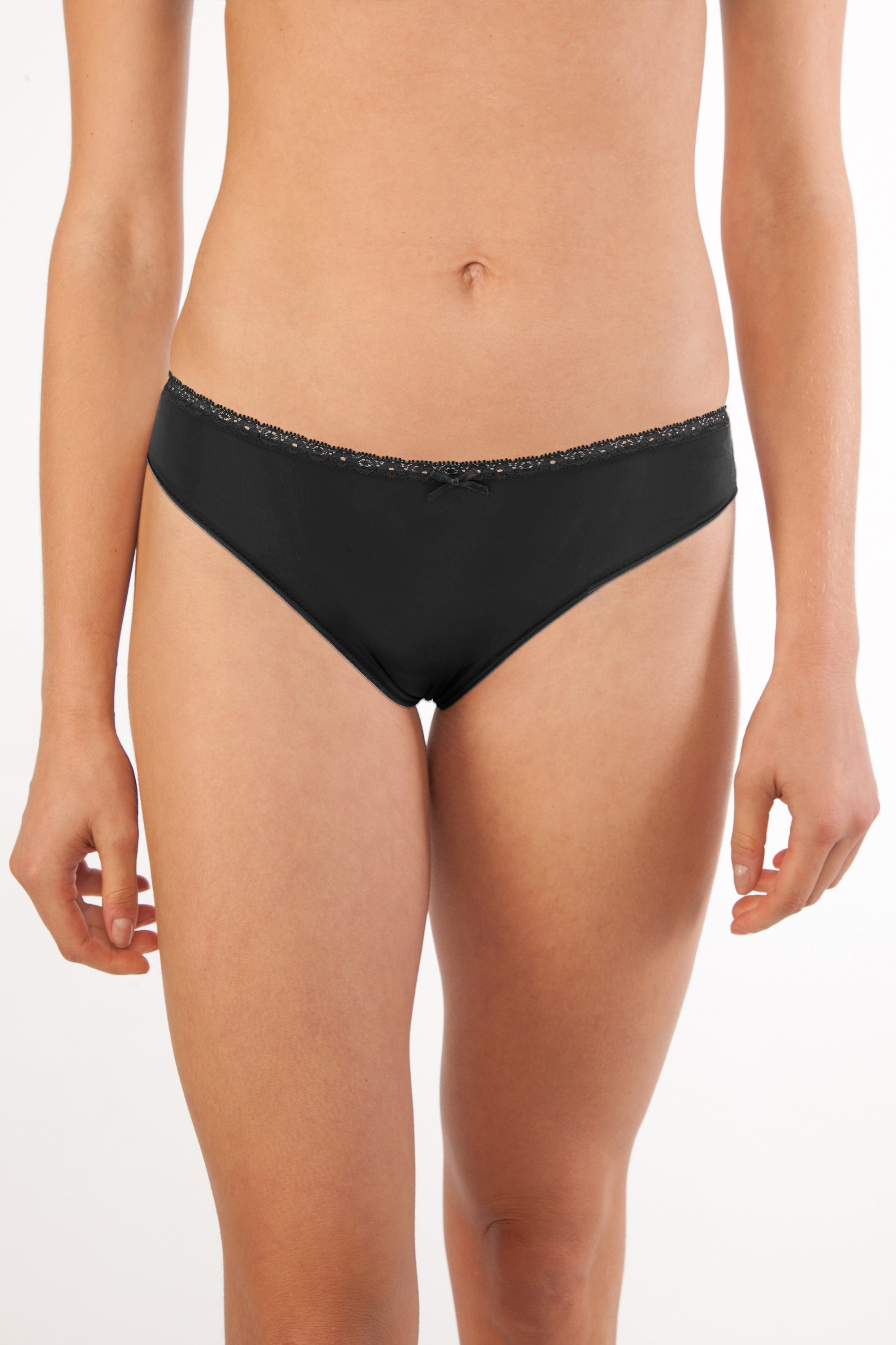 Fabio Farini String Damen Unterhosen - Frauen Tanga Set Unterwäsche (Packung, 6-St) mit dezenter Spitze und Schleifchen am Bund – Bild 5 von 5