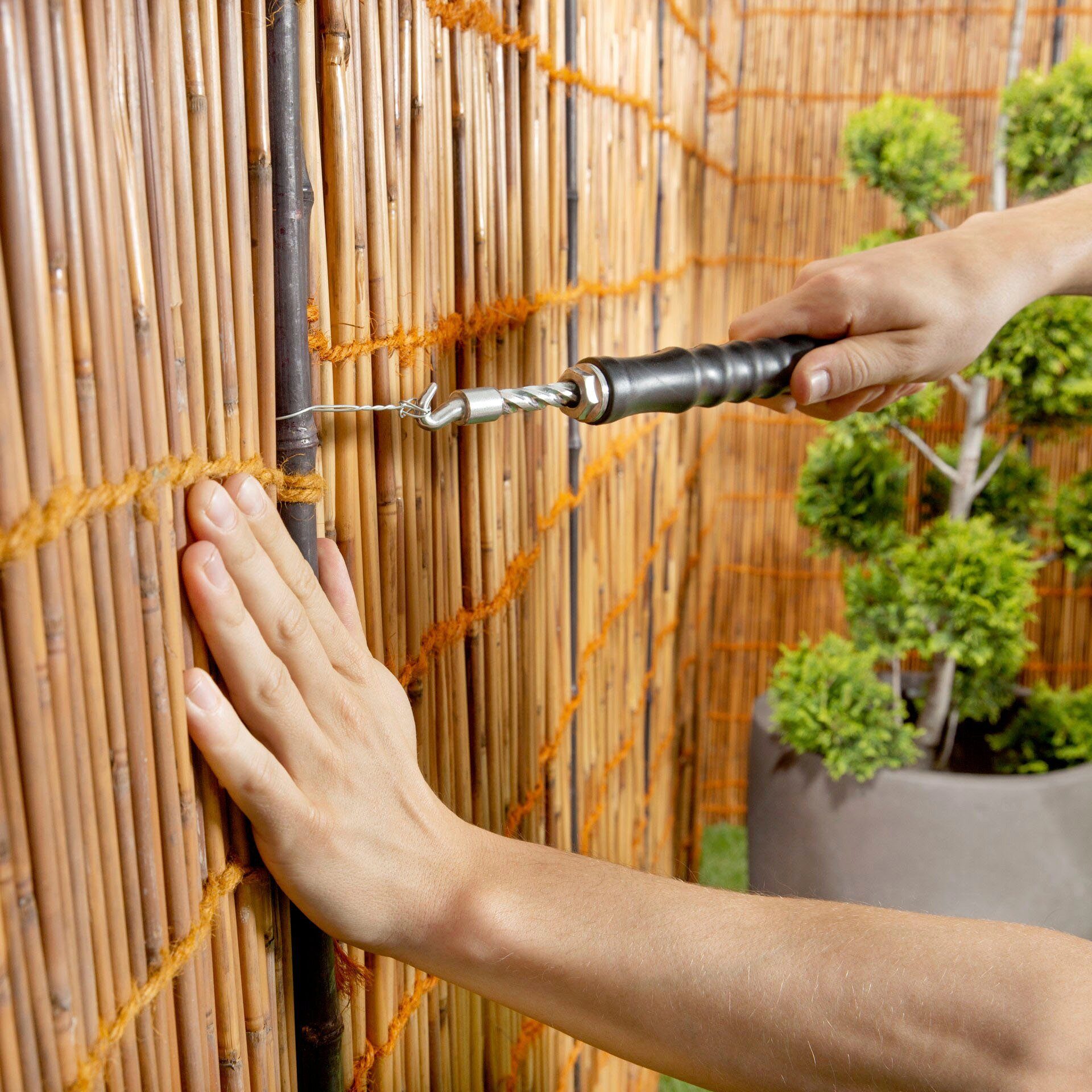 Windhager Sichtschutzzaunmatten, naturbelassenes Schilf mit Bambus-Verstärkung, L: 1,8 m