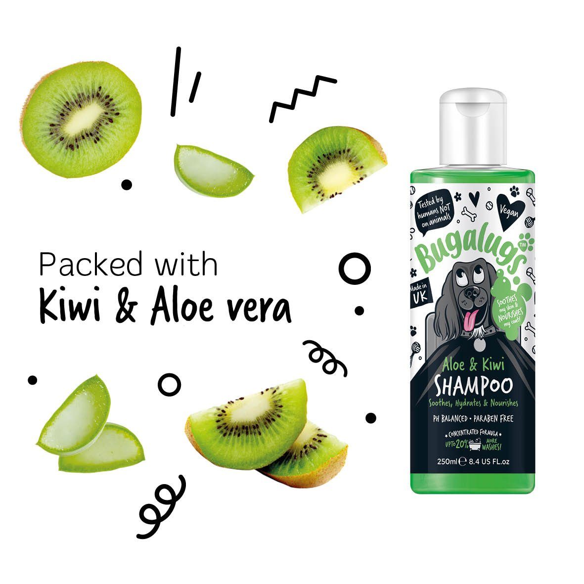 Bugalugs Tiershampoo Bugalugs Hundeshampoo Aloe & Kiwi 250 ml, 250 ml, (1-St), ph neutral, Hunde Shampoo, Lake District