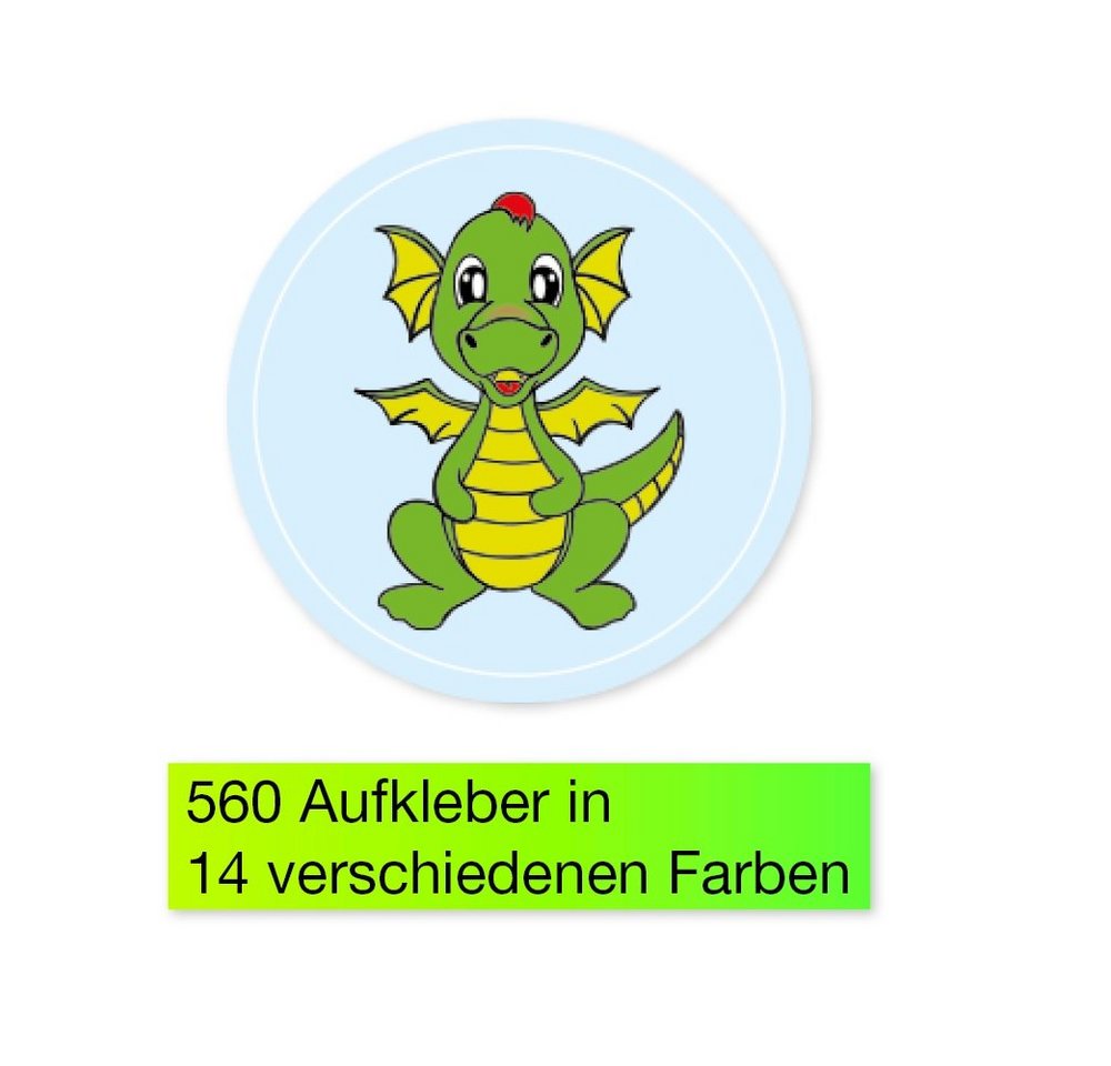 Thumbnail - TimeTEX Sticker Belobigungs-Aufkleber "Drache", 560 Stück, 19 mm ø